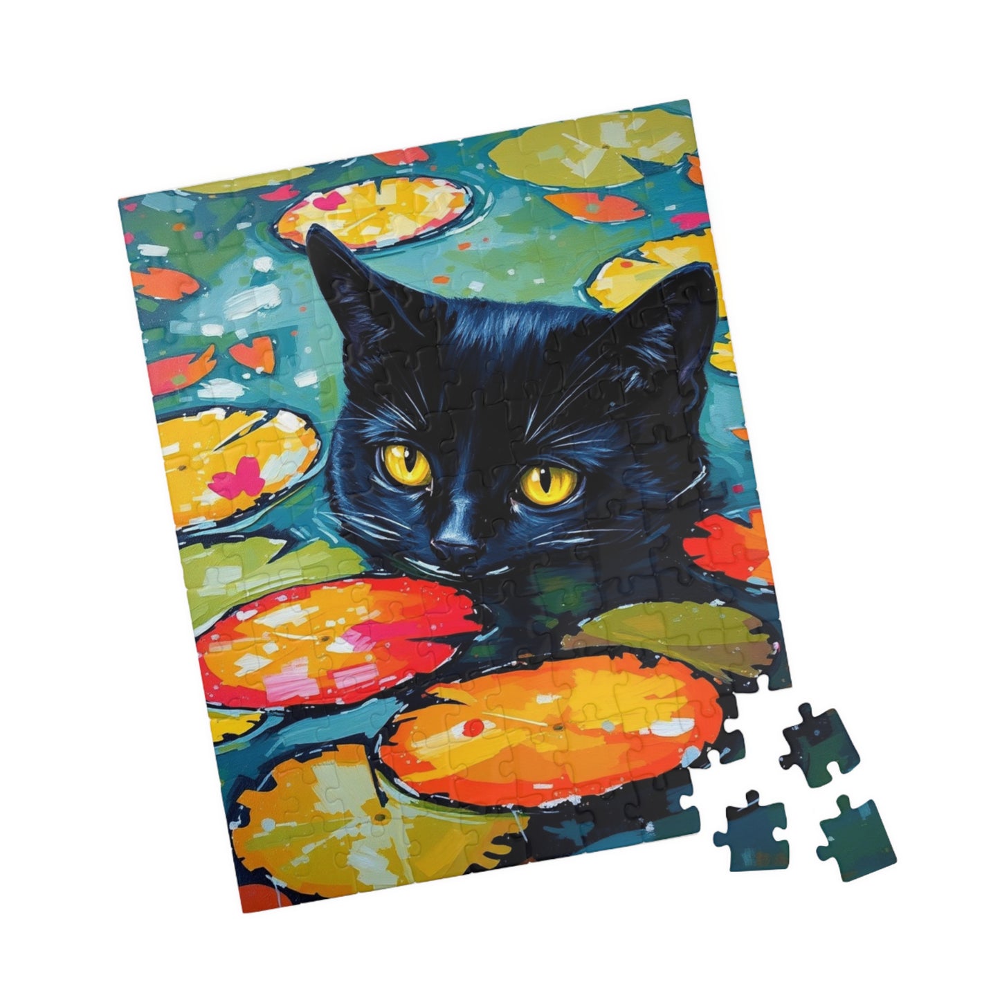 Water Lily Cat Jigsaw Puzzle, 110-1014 Piece Fun Gift for Cat Lovers, Family or Solo Activity, Home Décor, Brain Teaser