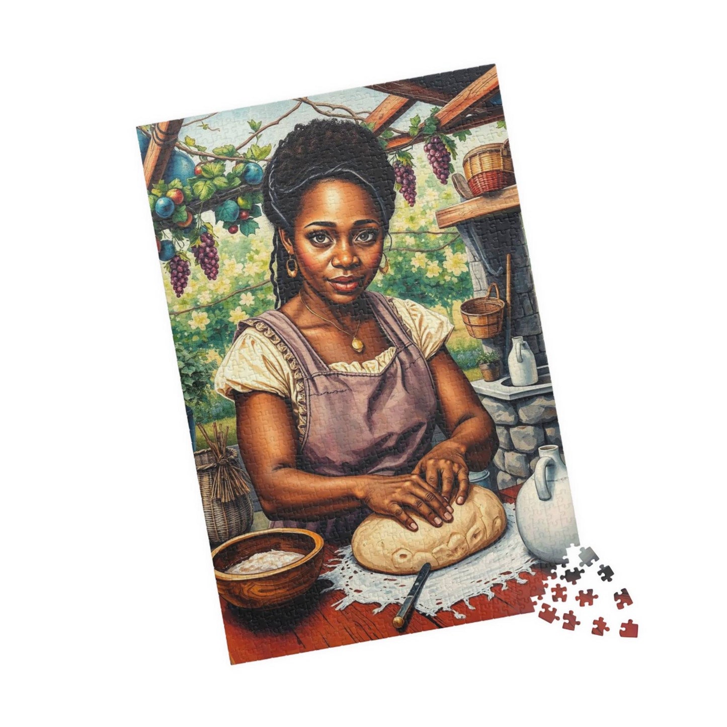 The Artisan Baker Jigsaw Puzzle - Black Woman Kneading Bread, Afrocentric Art, African American Cooking Chef 1014 pcs (Vertical) Puzzle The Puzzle Chest