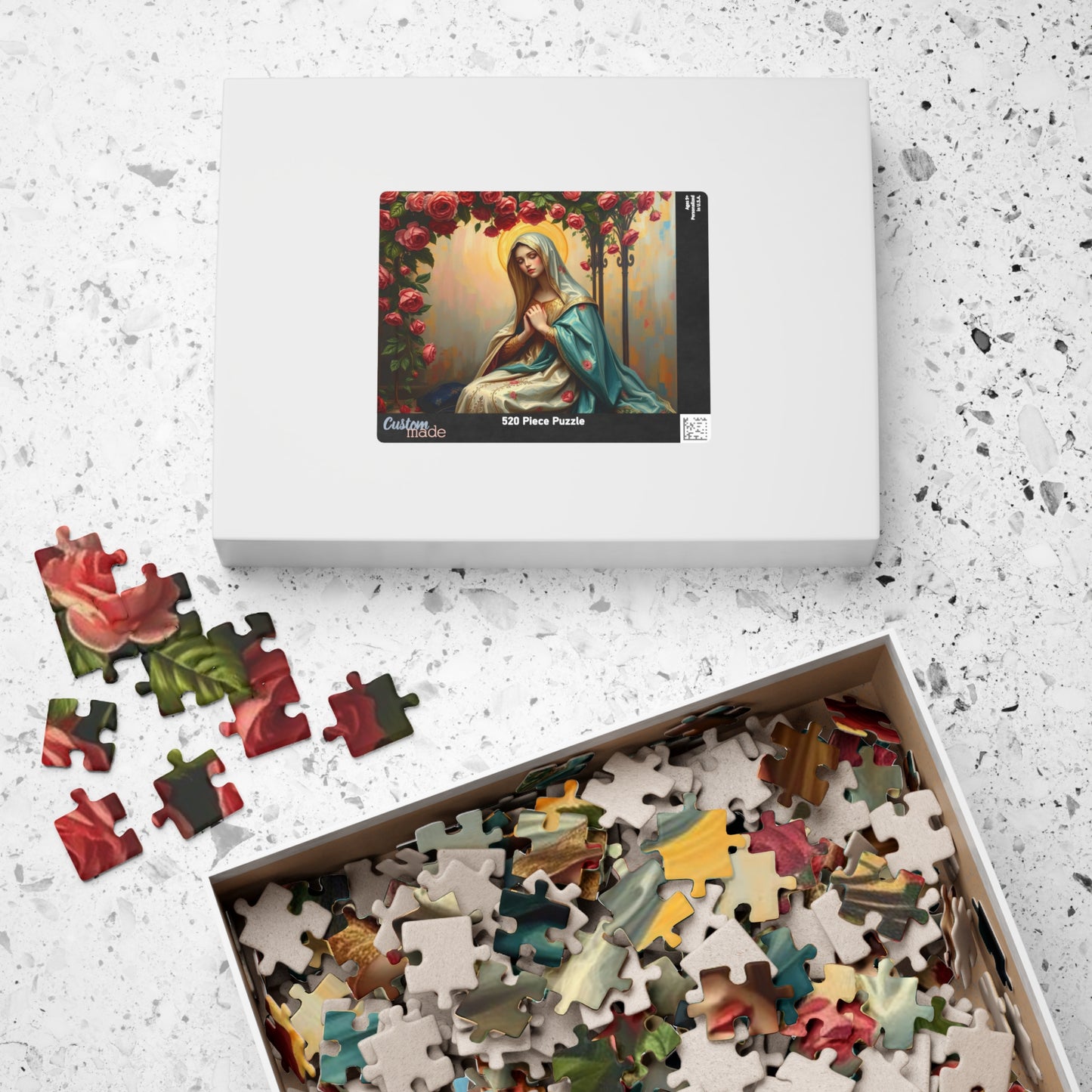 Floral Virgin Mary Jigsaw Puzzle - 110/252/520/1014 pieces, Art Puzzle, Religious Gift, Home Decor, Family Activity, Gift for Holidays Puzzle The Puzzle Chest