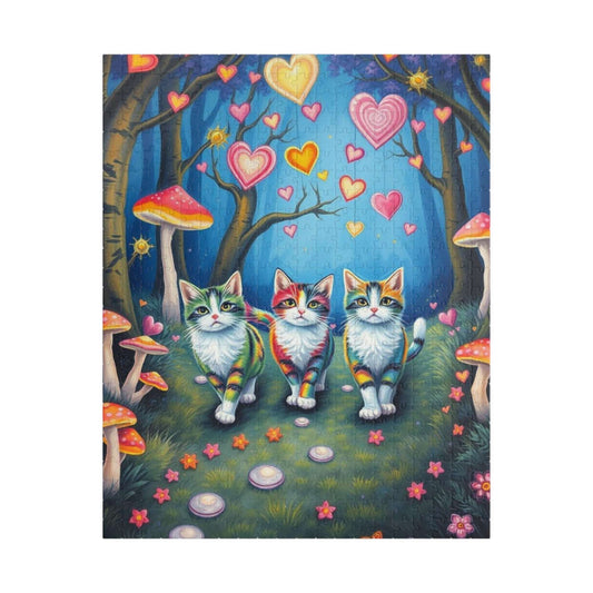 Cat Lovers Puzzle with Colorful Hearts, Perfect Gift for Cat Enthusiasts 520 pcs (Vertical) Puzzle The Puzzle Chest