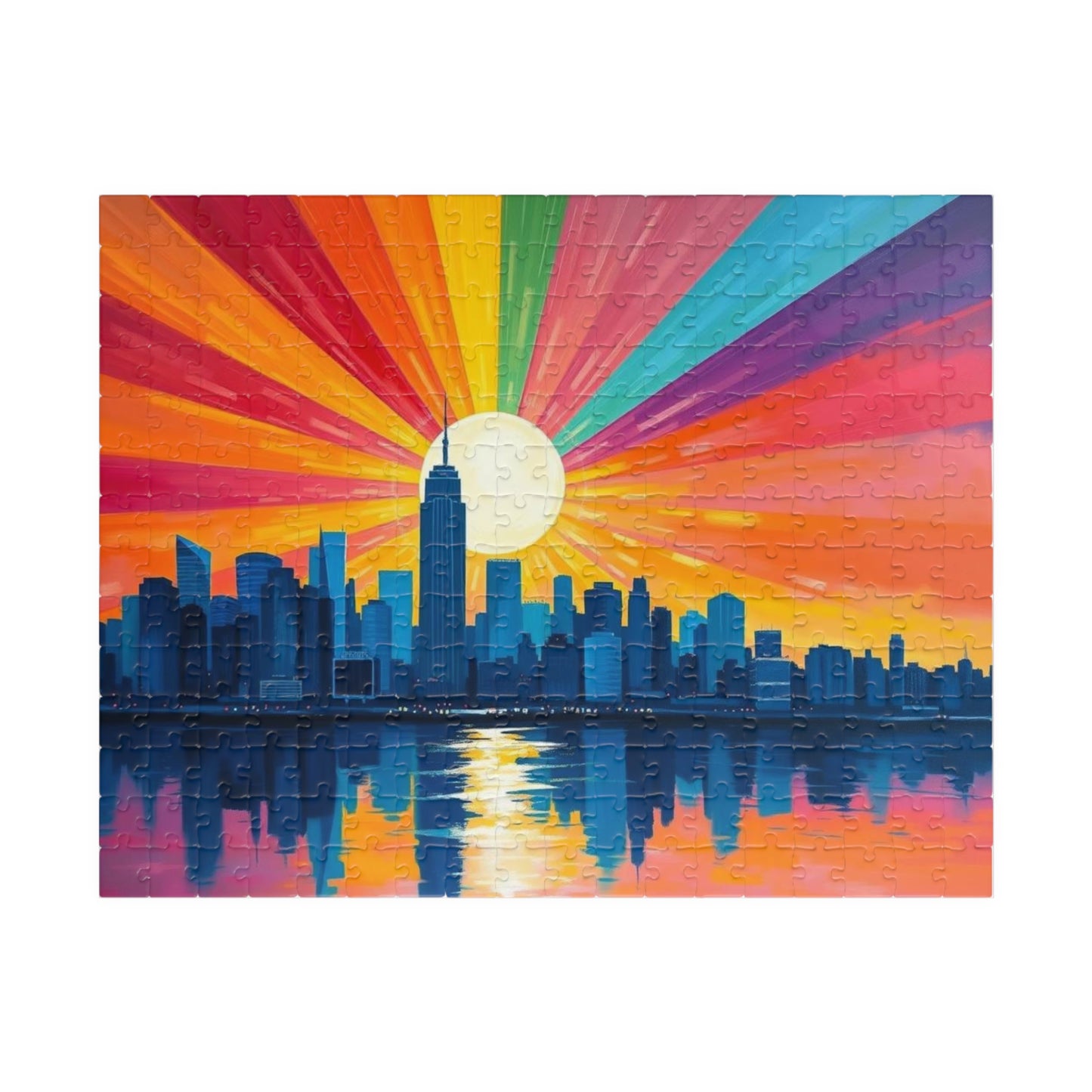 Radiant Horizon Jigsaw Puzzle, Rainbow Pride Puzzle, Colorful City Sunset Puzzle, Pride Month Gift for Friend, Solo Fun or Family Activity 252 pcs (Horizontal) Puzzle The Puzzle Chest