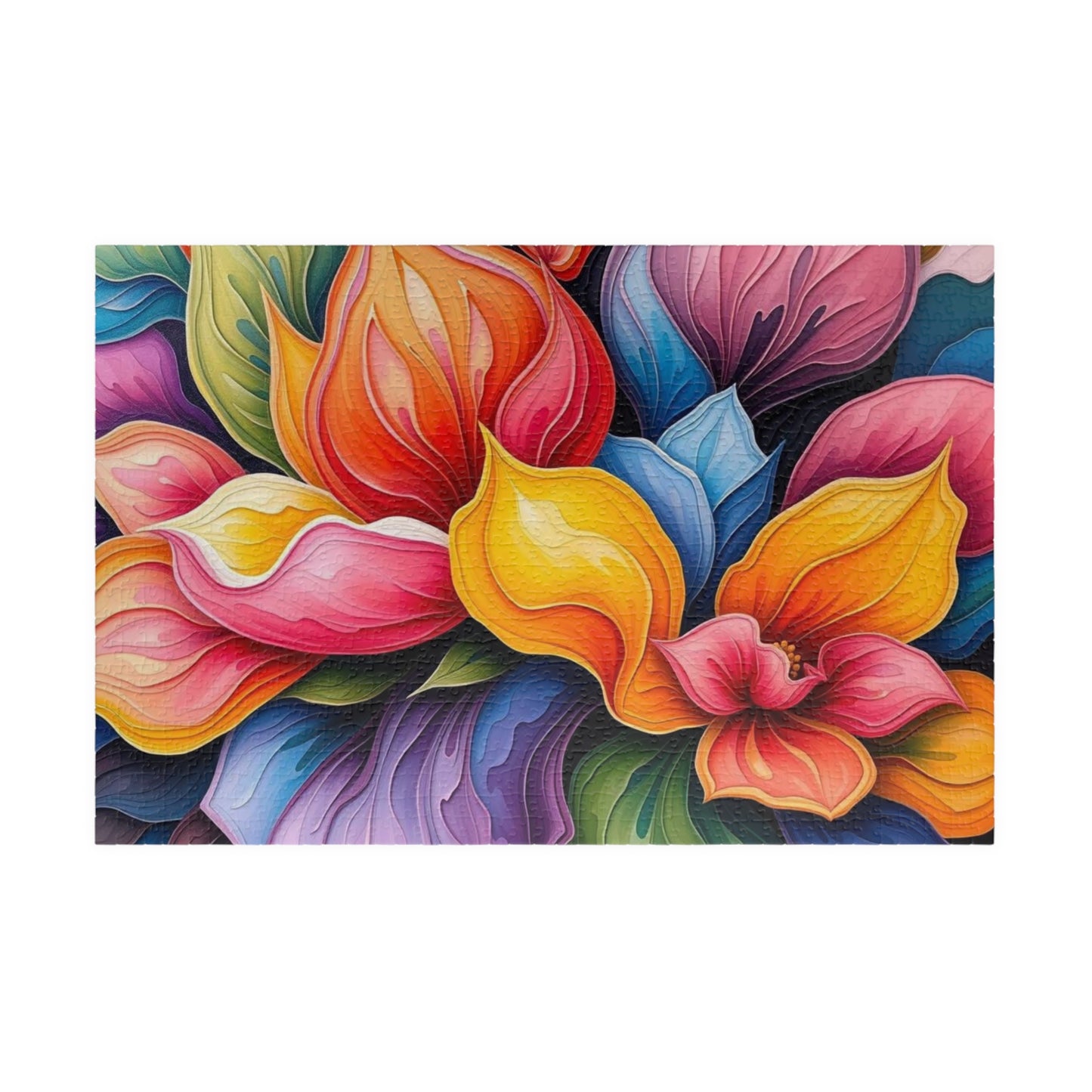 Floral Art Puzzle: Vibrant 110, 252, 520, 1014-piece Abstract Jigsaw Game, Home Decor, Gift Idea for Adults, Family Fun Activity 1014 pcs (Horizontal) Puzzle The Puzzle Chest