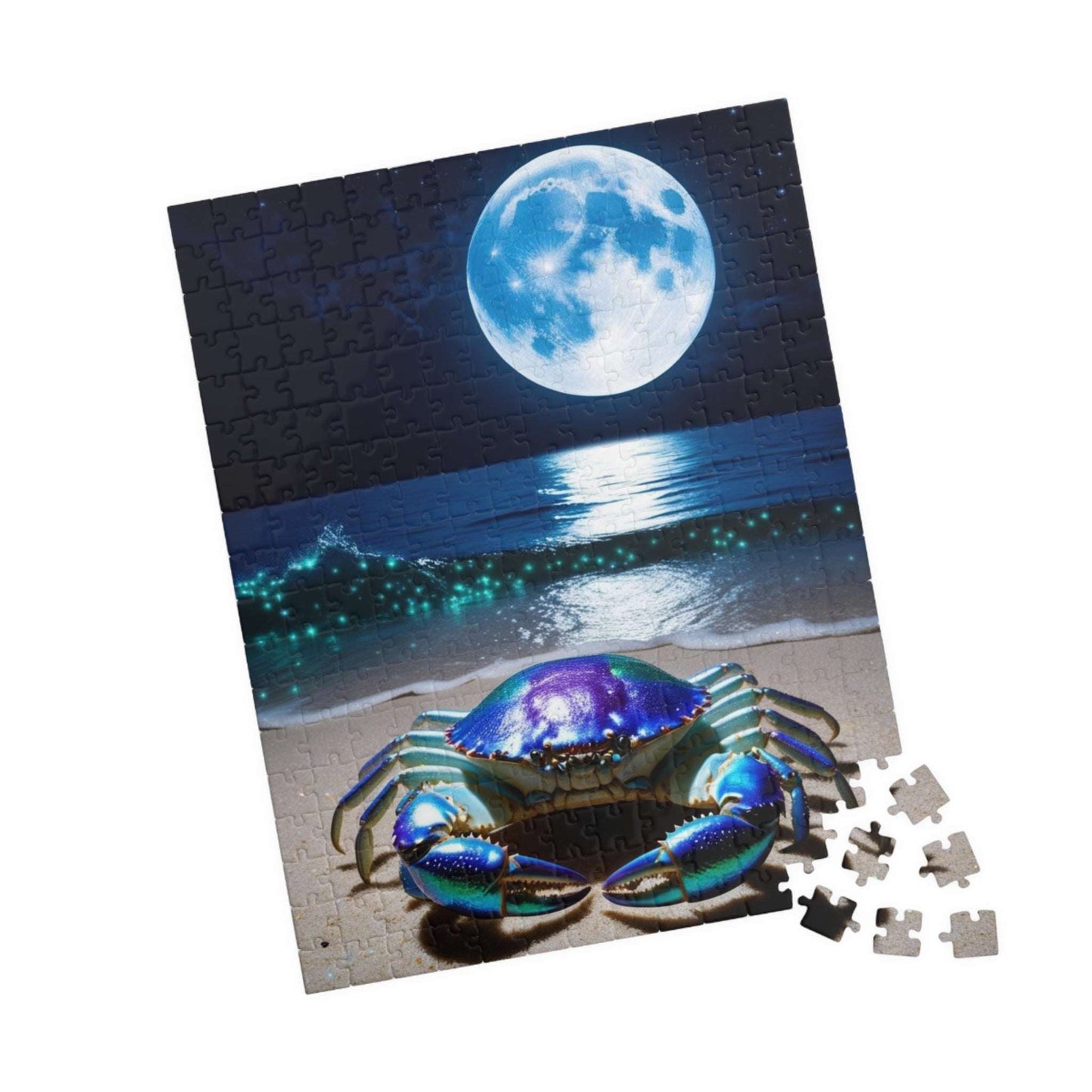 Magical Ocean Crab Jigsaw Puzzle, Cancer Zodiac Sign Game for Adults, Moonlight Beach Scene, Gift for Astrology Lover, Family Game Night Puzzle The Puzzle Chest