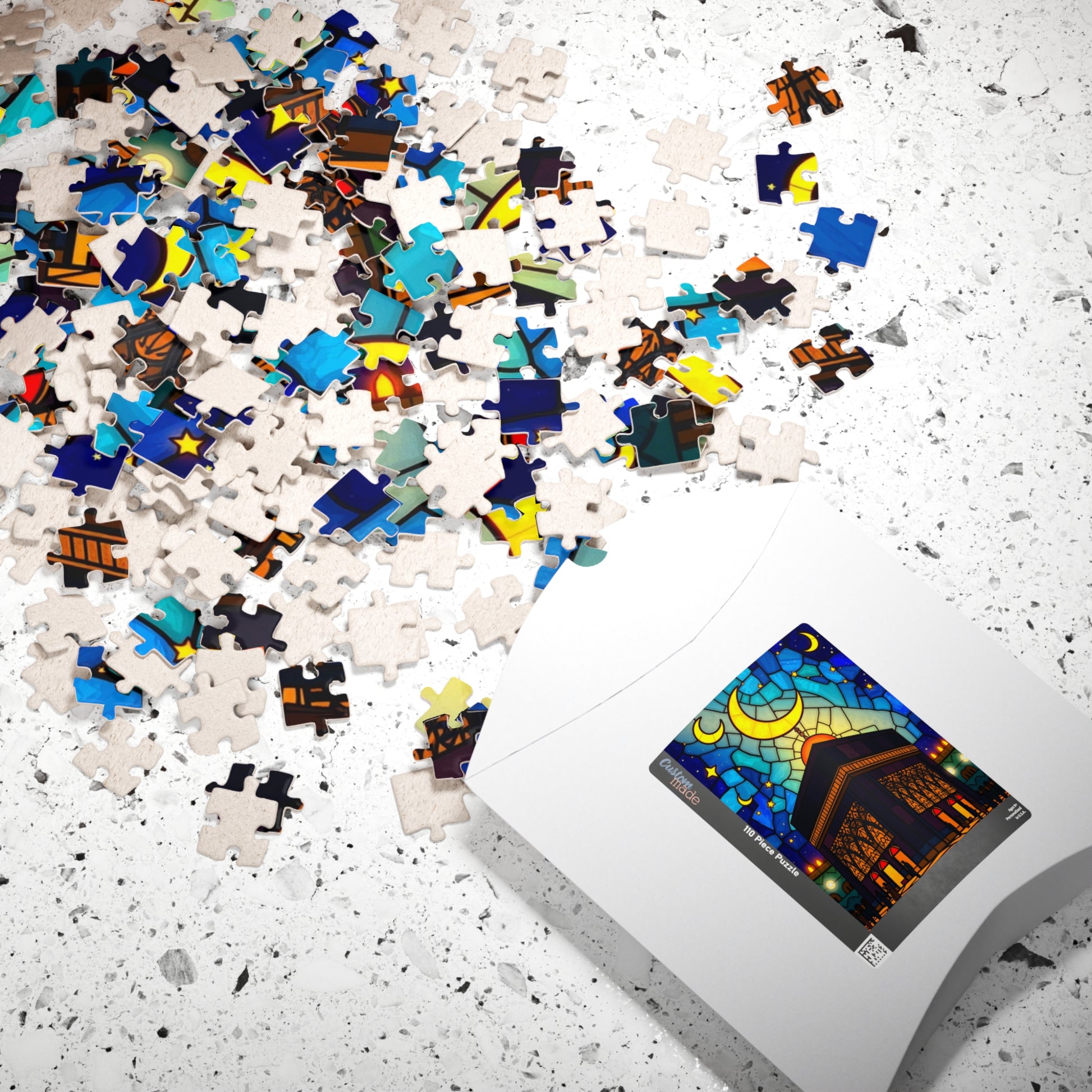Kaaba at Night Puzzle, Stained Glass Style, Famous Historical Islamic Landmark, Family Friendly Game, Puzzle Lover Faith-Based Gift Puzzle The Puzzle Chest
