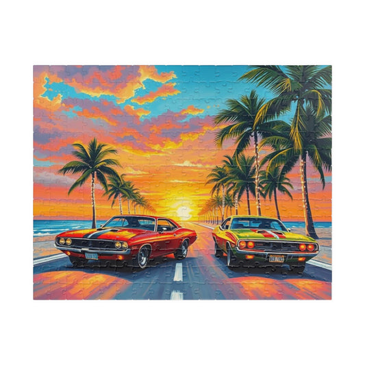 Vintage Car Puzzle - Retro Sunset Vibes, Nostalgic Auto Vehicle Jigsaw Game 252 pcs (Horizontal) Puzzle The Puzzle Chest