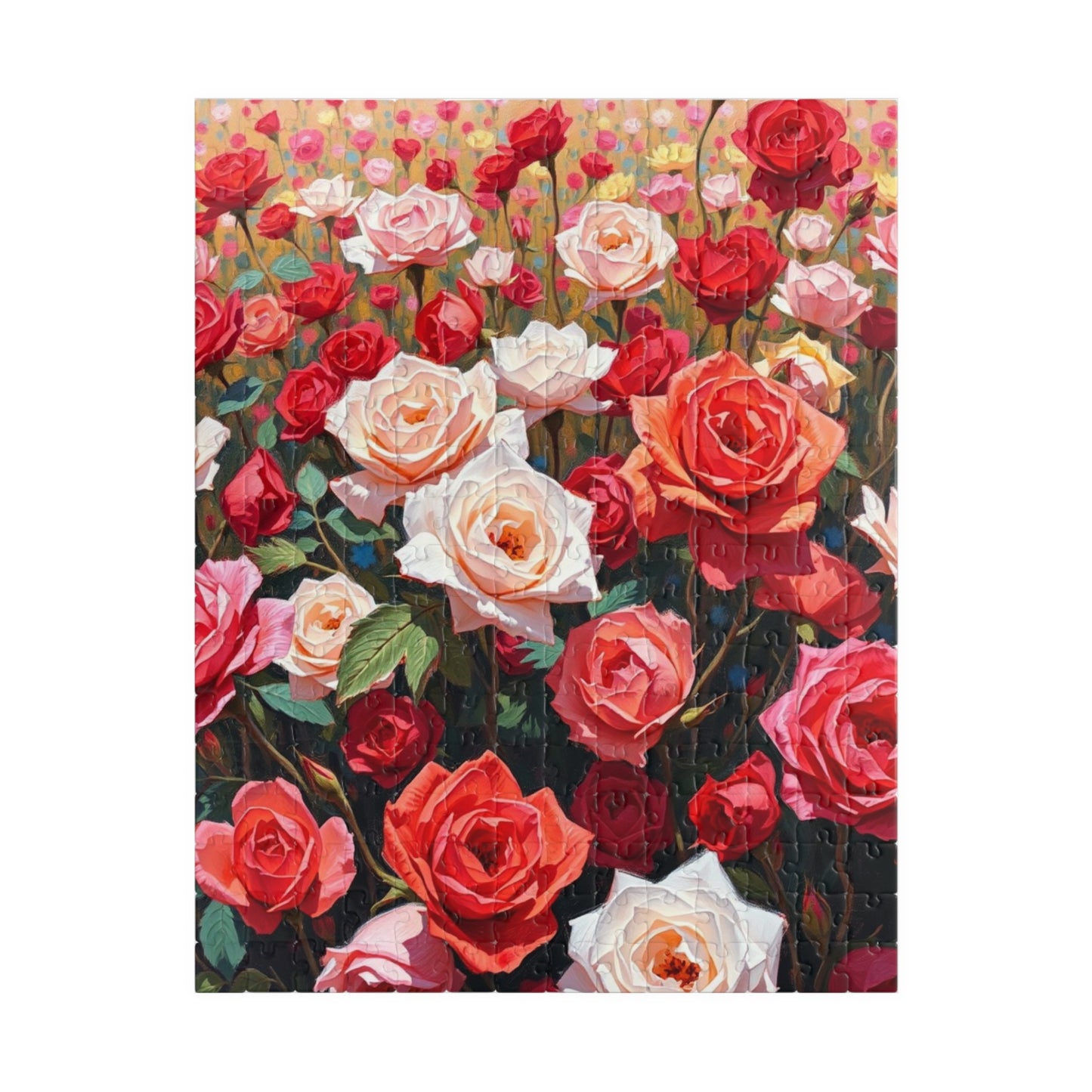 Rose Field Jigsaw Puzzle, Colorful Pink and Red Flowers, Creative Hobby, Quiet Home Entertainment, Floral Design Gift for Puzzle Lover 252 pcs (Vertical) Puzzle The Puzzle Chest