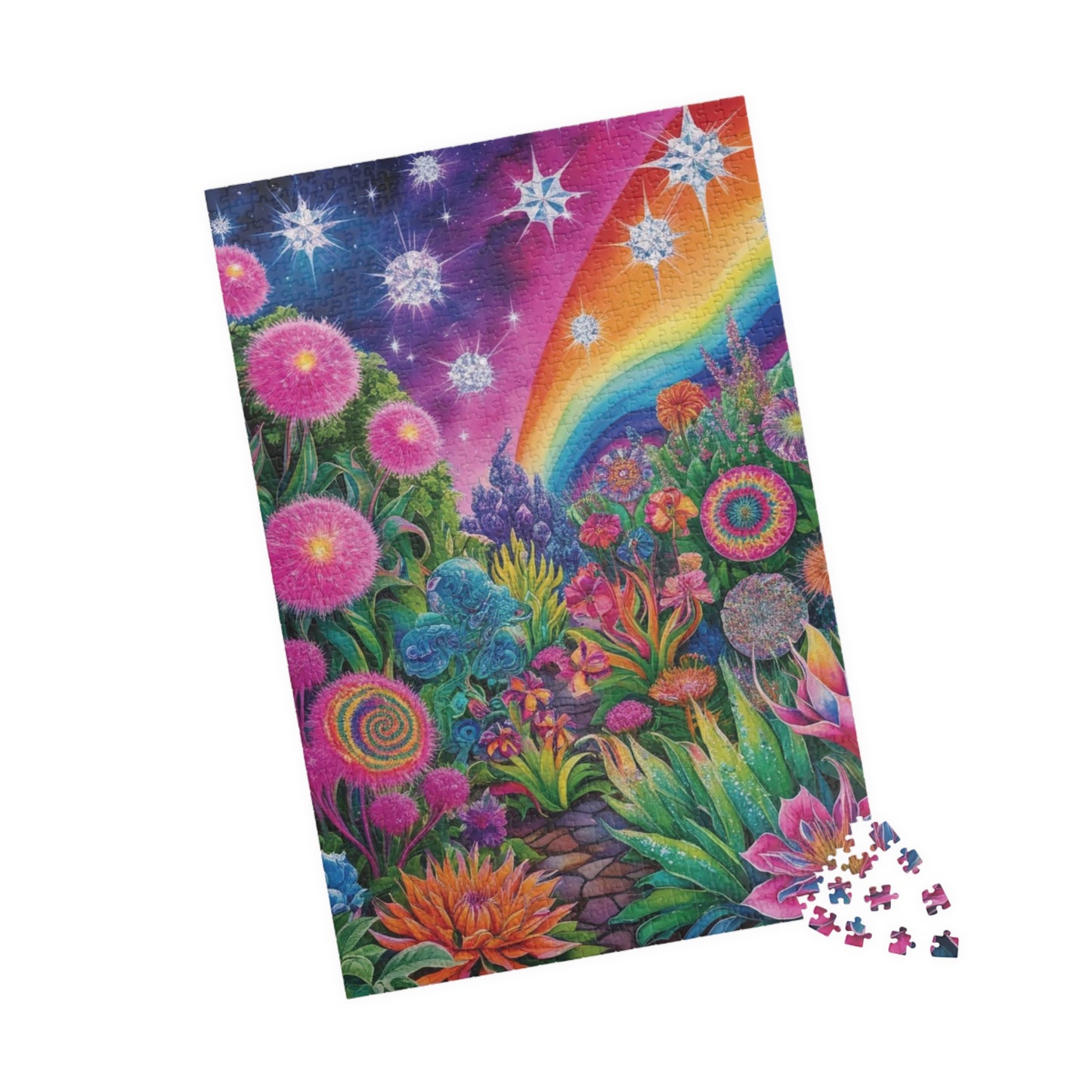 Trippy Flower Puzzle, Dreamy Floral Glowing Garden Theme Jigsaw Game, Challenging Hobby for Adults and Teens, Relaxing Activity, Unique Gift Puzzle The Puzzle Chest