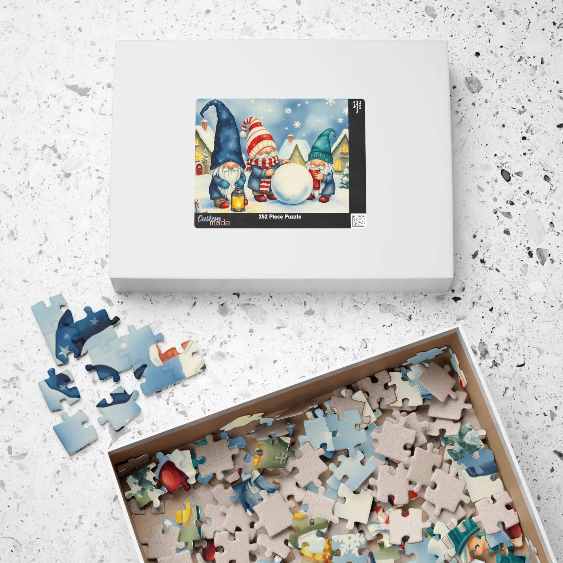 Snowy Village Gnome Puzzle - Winter Themed Jigsaw Game Puzzle The Puzzle Chest