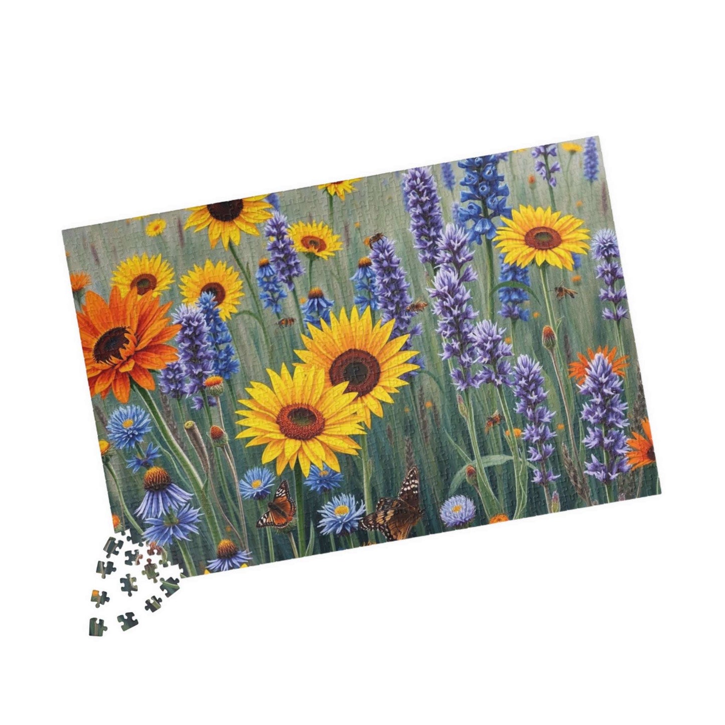 Sunflower and Lavender Puzzle, Floral Jigsaw Game for Adults, Flower Botanical Gift for Nature Lover, Family Activity, Mindful Fun, Relief Puzzle The Puzzle Chest