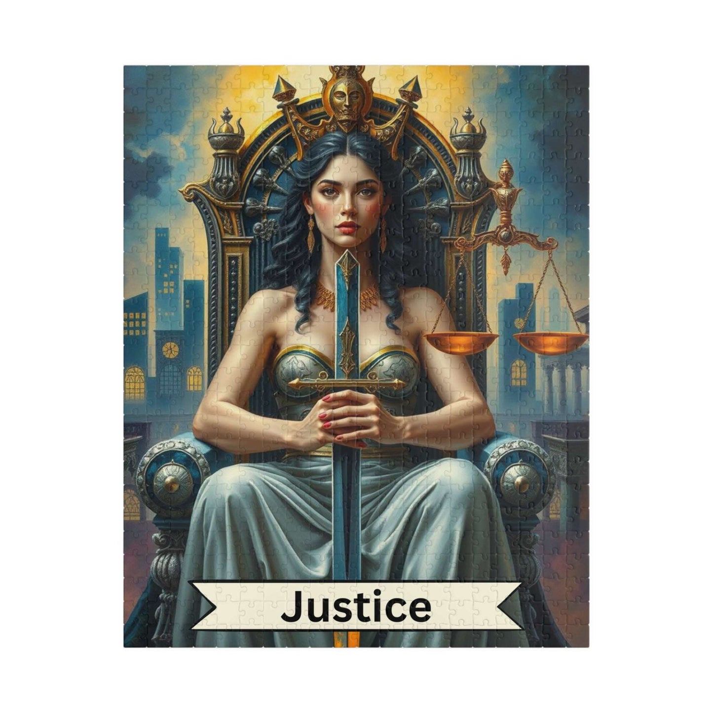 Queen of Justice Jigsaw Puzzle - Tarot Card Style, Perfect for Game Night, Gift for Puzzle Lovers, Unique Home Decor, and Mind Challenges 520 pcs (Vertical) Puzzle The Puzzle Chest