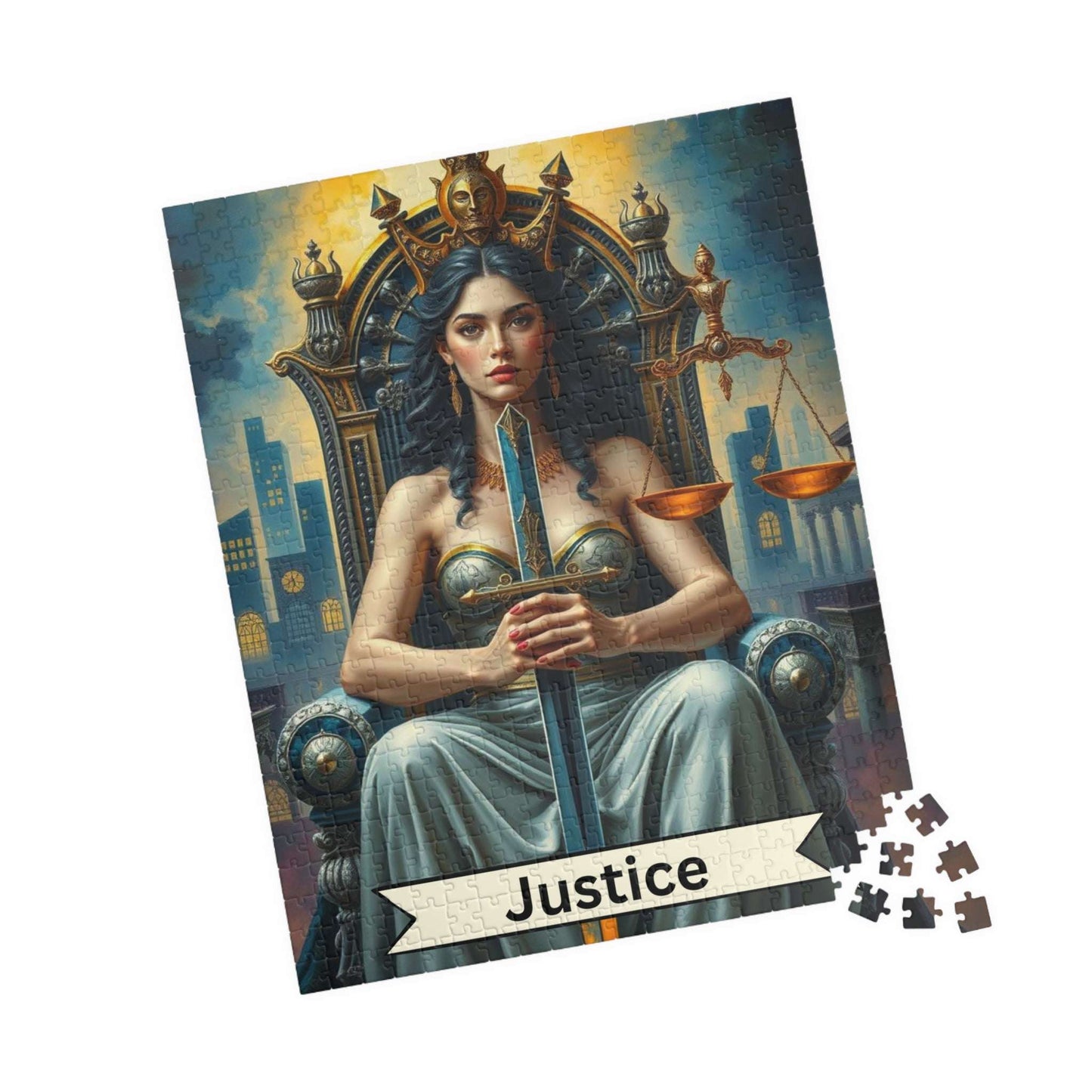 Queen of Justice Jigsaw Puzzle - Tarot Card Style, Perfect for Game Night, Gift for Puzzle Lovers, Unique Home Decor, and Mind Challenges Puzzle The Puzzle Chest