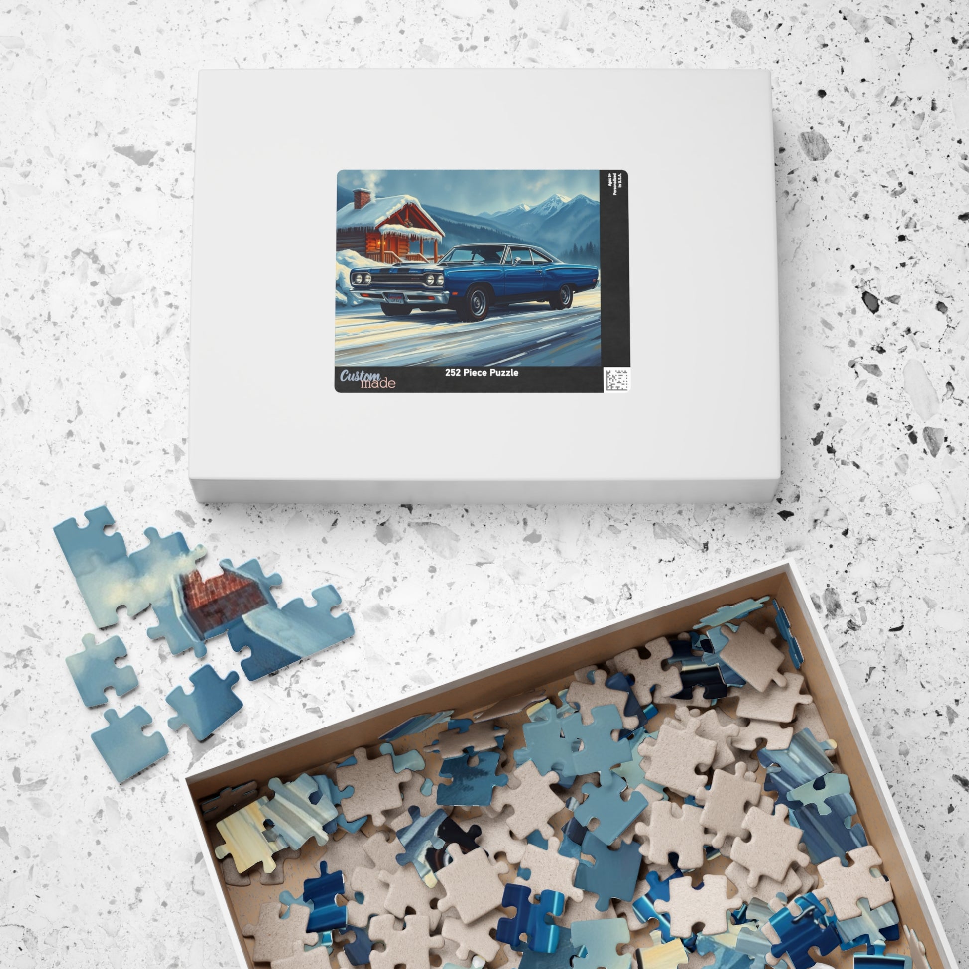 Vintage Car Puzzle, Nostalgic Jigsaw for Auto Lover, Classic Blue 1969 Road Runner Puzzle The Puzzle Chest