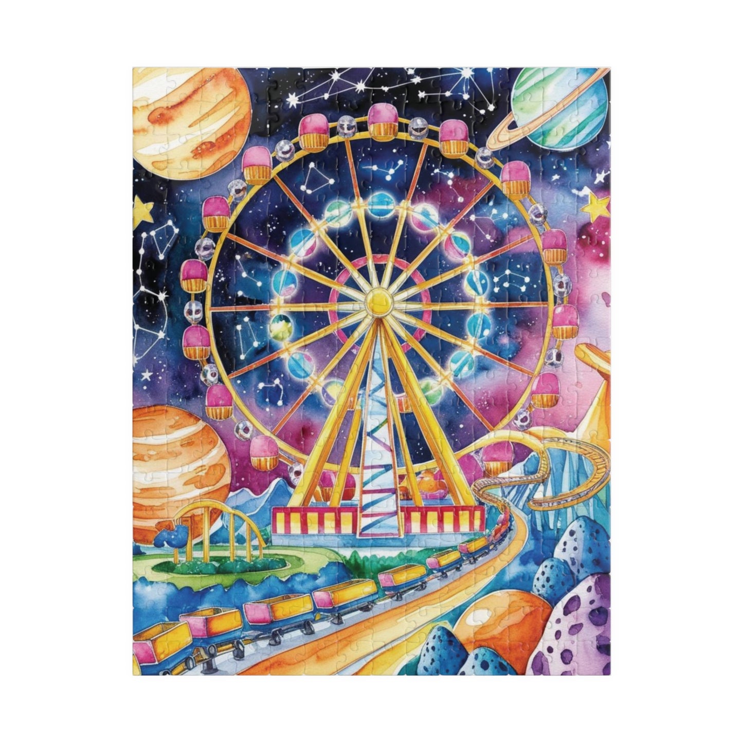 Jigsaw Puzzle - Surreal Carnival in Space, Trippy Design, 110 252 520 1014-piece, Fun Activity Adult Hobby, Family Game Night, Mindful Hobby 252 pcs (Vertical) Puzzle The Puzzle Chest