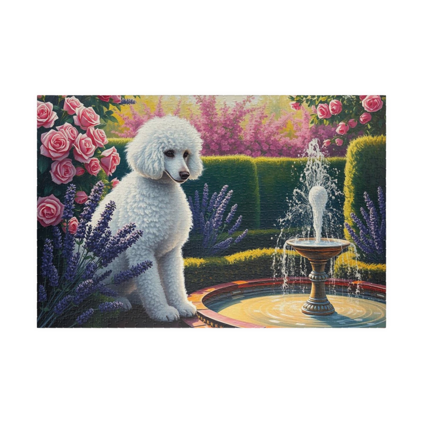 Charming Dog Jigsaw Puzzle, Flower Garden Poodle, Friend Gift for Pet Lover, Home Entertainment, Family Activity or Solo Fun 1014 pcs (Horizontal) Puzzle The Puzzle Chest