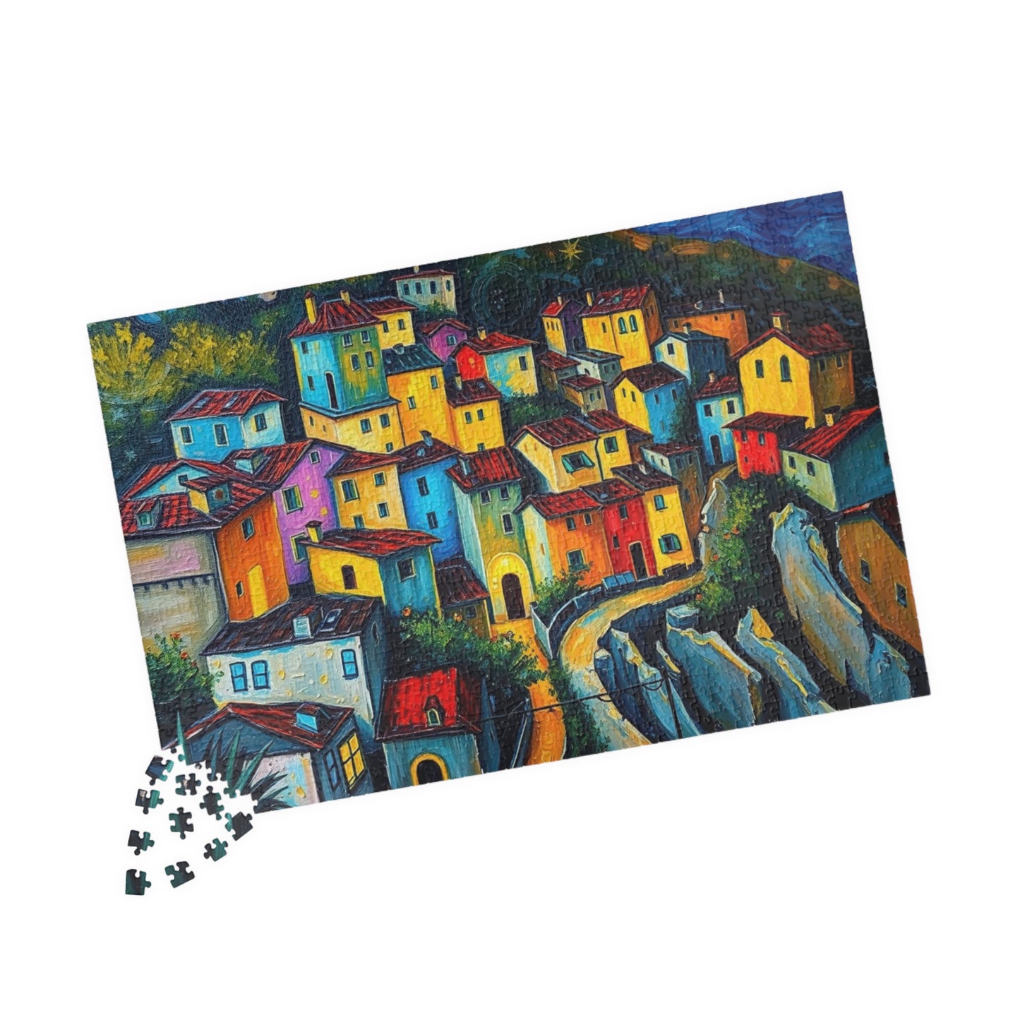 Colorful Village Art Puzzle - 110, 252, 520, 1014-piece | Perfect for Family Game Night, Gift for Art Lovers, Cozy Entertainment The Puzzle Chest
