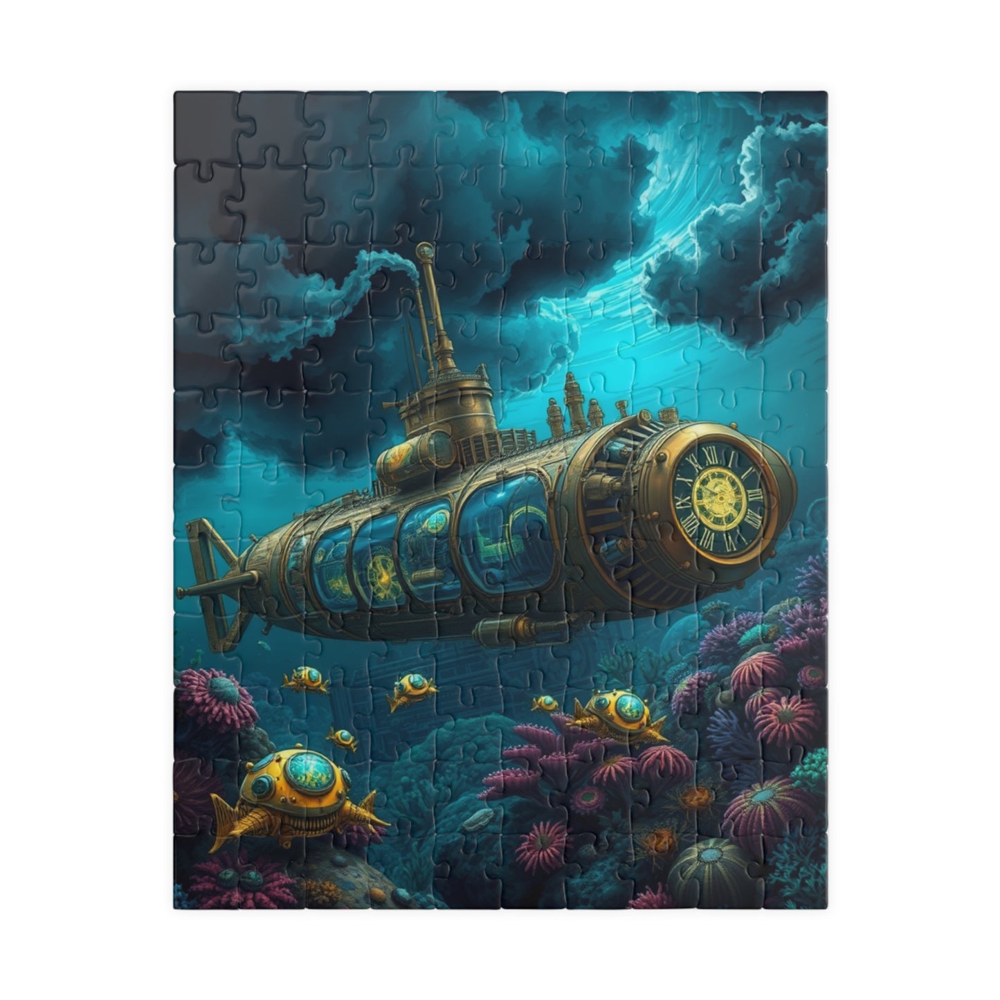 Underwater Submarine Puzzle | Steampunk Adventure | Perfect Gift for Ocean Lovers, Family Game Night, Unique Wall Art, Educational Fun 110 pcs (Vertical) Puzzle The Puzzle Chest