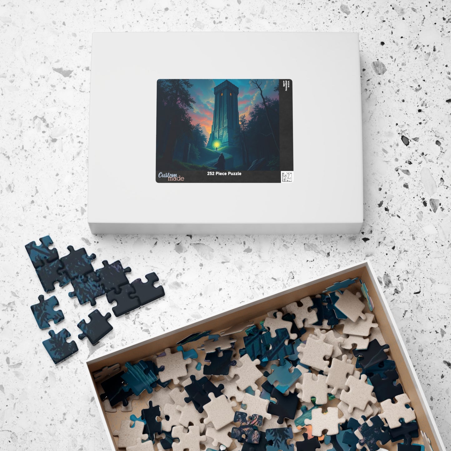 The Seeker Jigsaw Puzzle for Adults - Mystical Tower in Twilight Forest, Gothic Puzzle, Gothic Art Print, Dark Fantasy Gift for Puzzle Lover Puzzle The Puzzle Chest