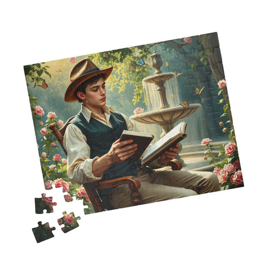 Victorian Garden Sketch Jigsaw Puzzle - 19th-Century Young Male Artist in a Blooming Rose Garden 110 pcs (Horizontal) Puzzle The Puzzle Chest