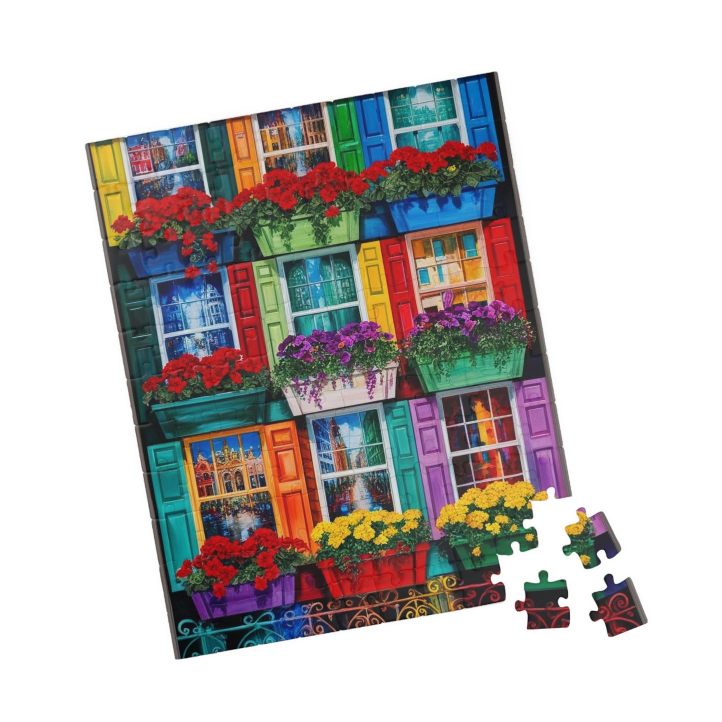 Colorful Flower Window Puzzle, 110/252/520/1014-piece Puzzle, Flower Lover Gift for Friends, Family Game Night, Fun Activity Puzzle The Puzzle Chest