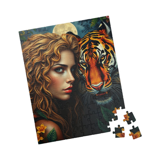 Tiger and Beauty Puzzle, Animal Art Adult Jigsaw Game 110 pcs (Vertical) Puzzle The Puzzle Chest