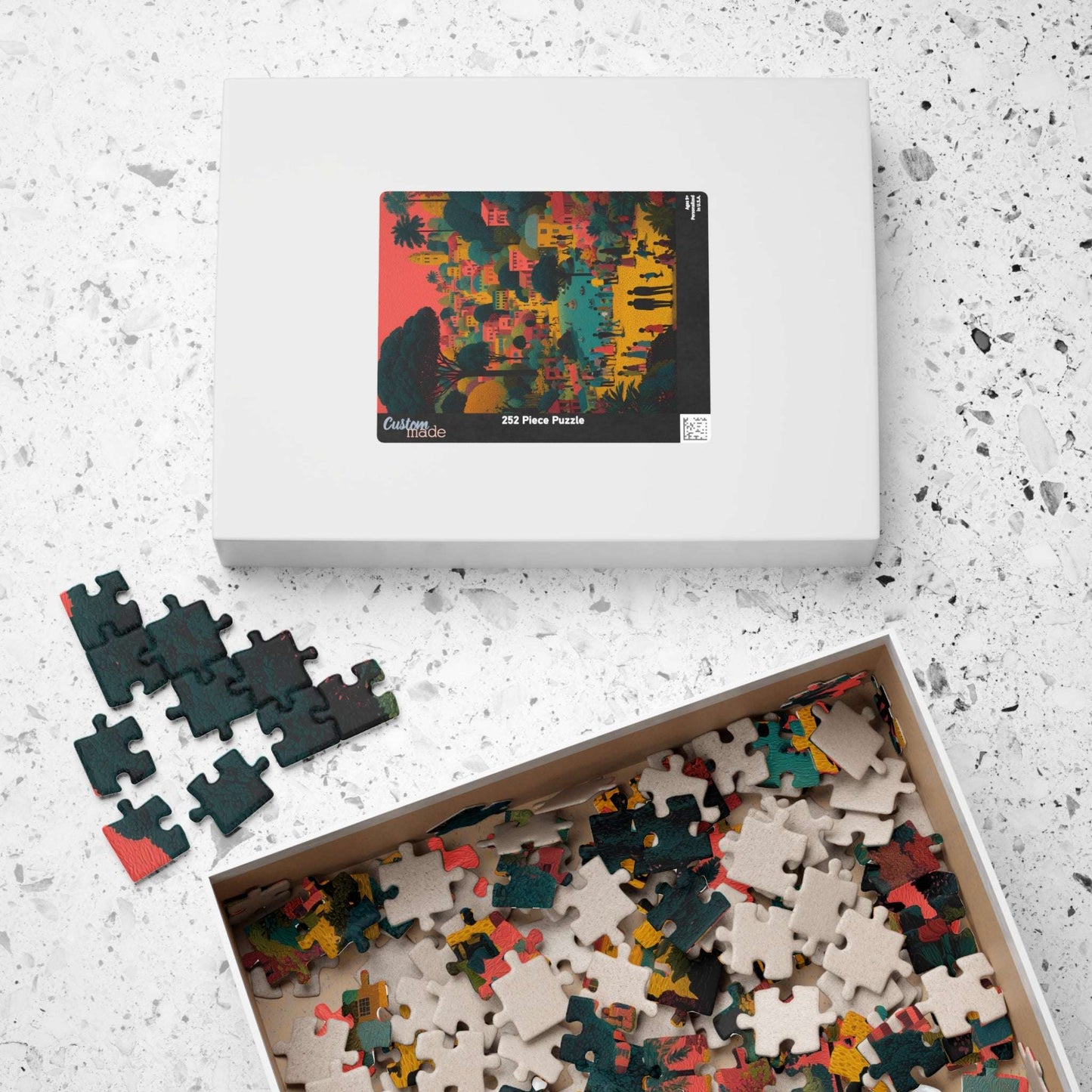 Afrocentric Black Art Jigsaw Puzzle - Vibrant Cityscape with African American Families and Children Playing Puzzle The Puzzle Chest