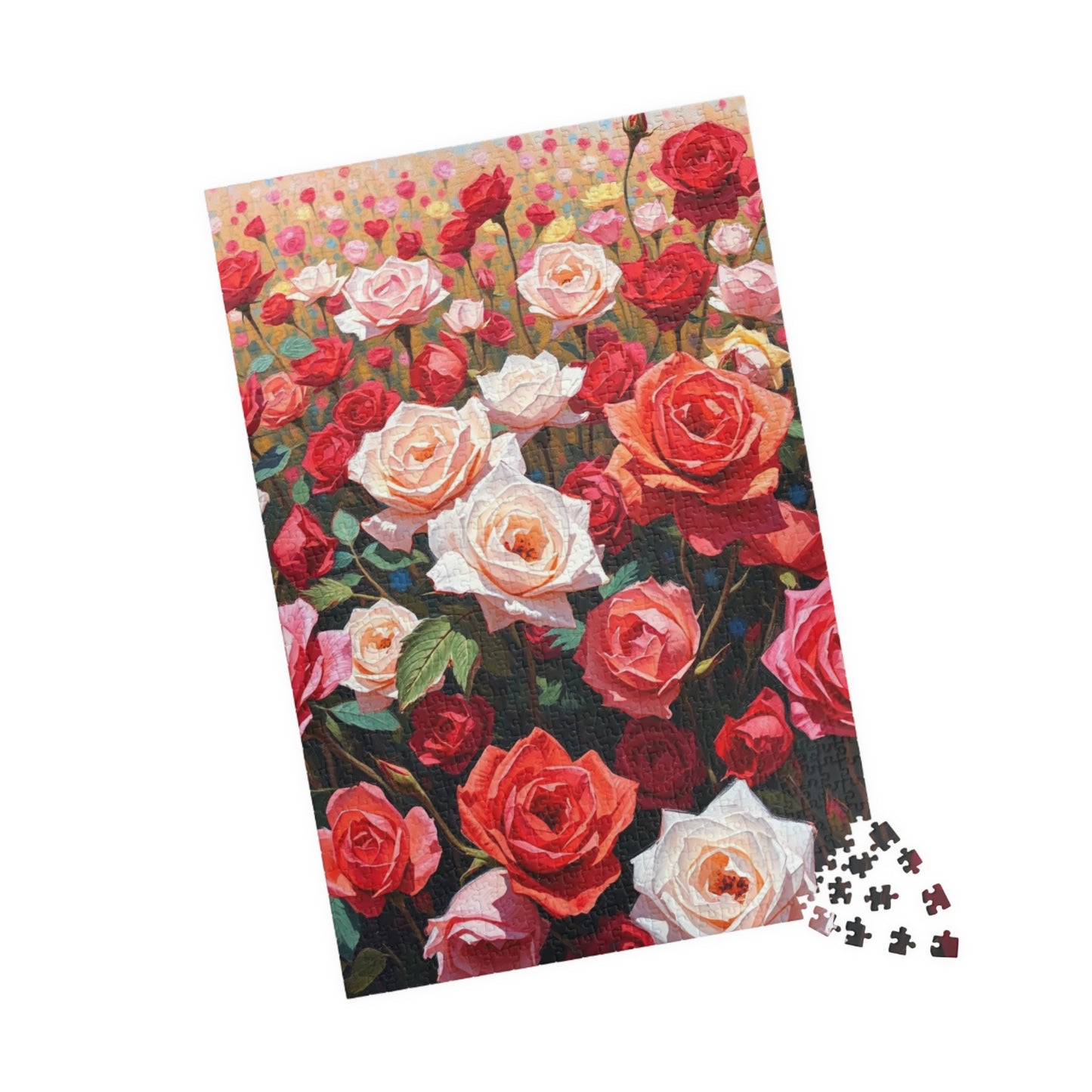 Rose Field Jigsaw Puzzle, Colorful Pink and Red Flowers, Creative Hobby, Quiet Home Entertainment, Floral Design Gift for Puzzle Lover Puzzle The Puzzle Chest