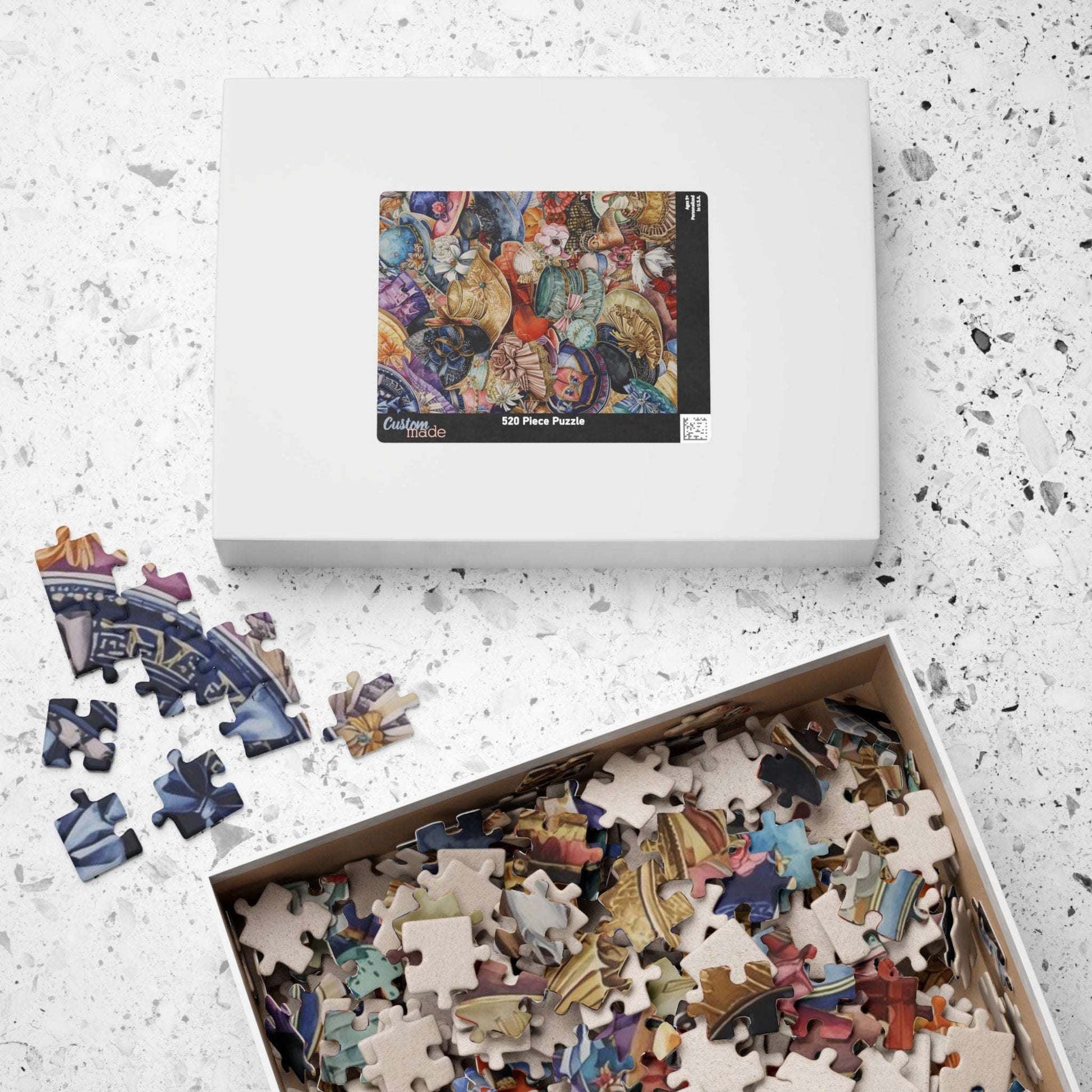 Church Hat Collage Jigsaw Puzzle – Overlapping Vintage Hats with Flowers, Ribbons, and Retro Style Puzzle The Puzzle Chest