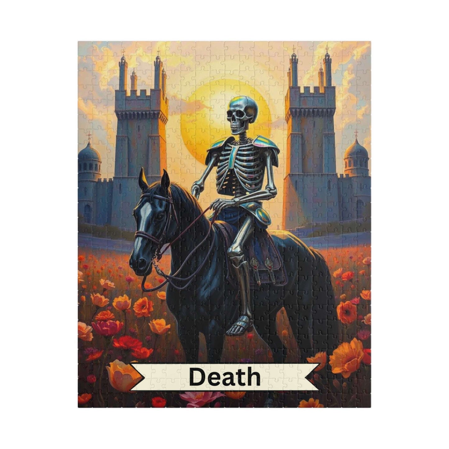 Skeleton Horse Jigsaw Puzzle - Death Tarot Style, Gift for Halloween, Puzzle for Adult, Solo Fun Family Activity, Indoor Quiet Leisure 520 pcs (Vertical) Puzzle The Puzzle Chest