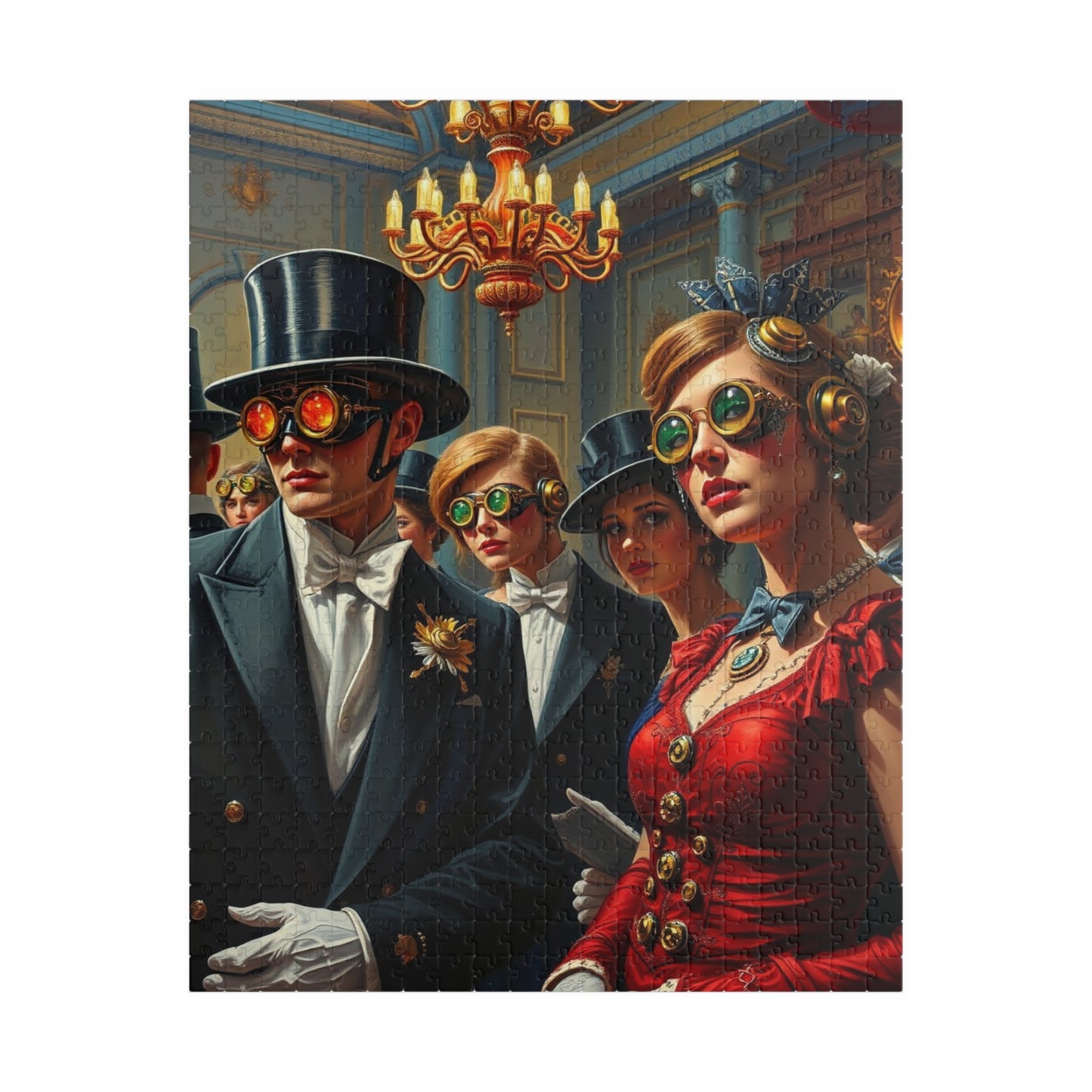 Steampunk Ballroom Puzzle, Victorian Guest Mechanical Accessory Glowing Monocle 520 pcs (Vertical) Puzzle The Puzzle Chest