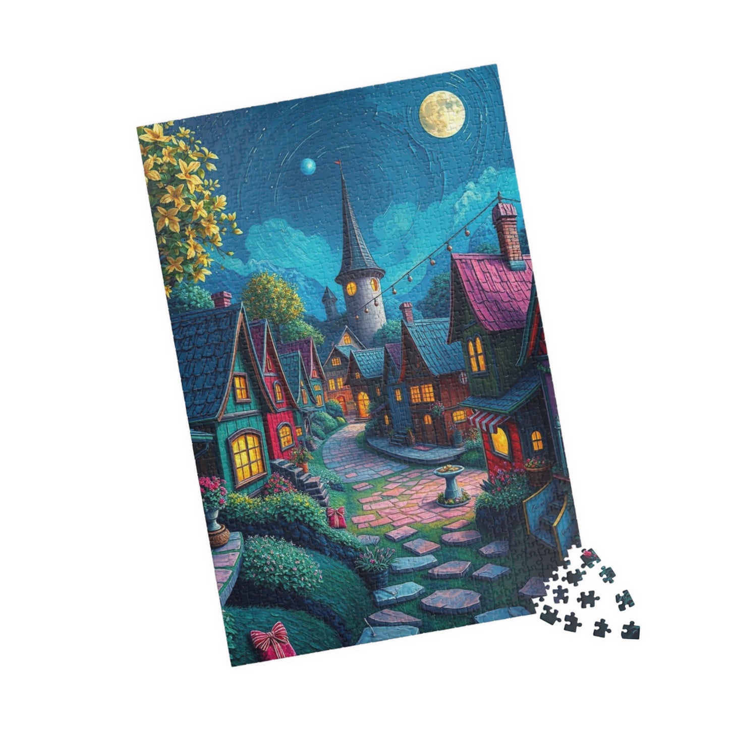 Whimsical Nighttime Village Puzzle - 110, 252, 520, 1014-piece, Ideal for Family Game Night, Mental Exercise, Gift for Puzzle Lovers The Puzzle Chest