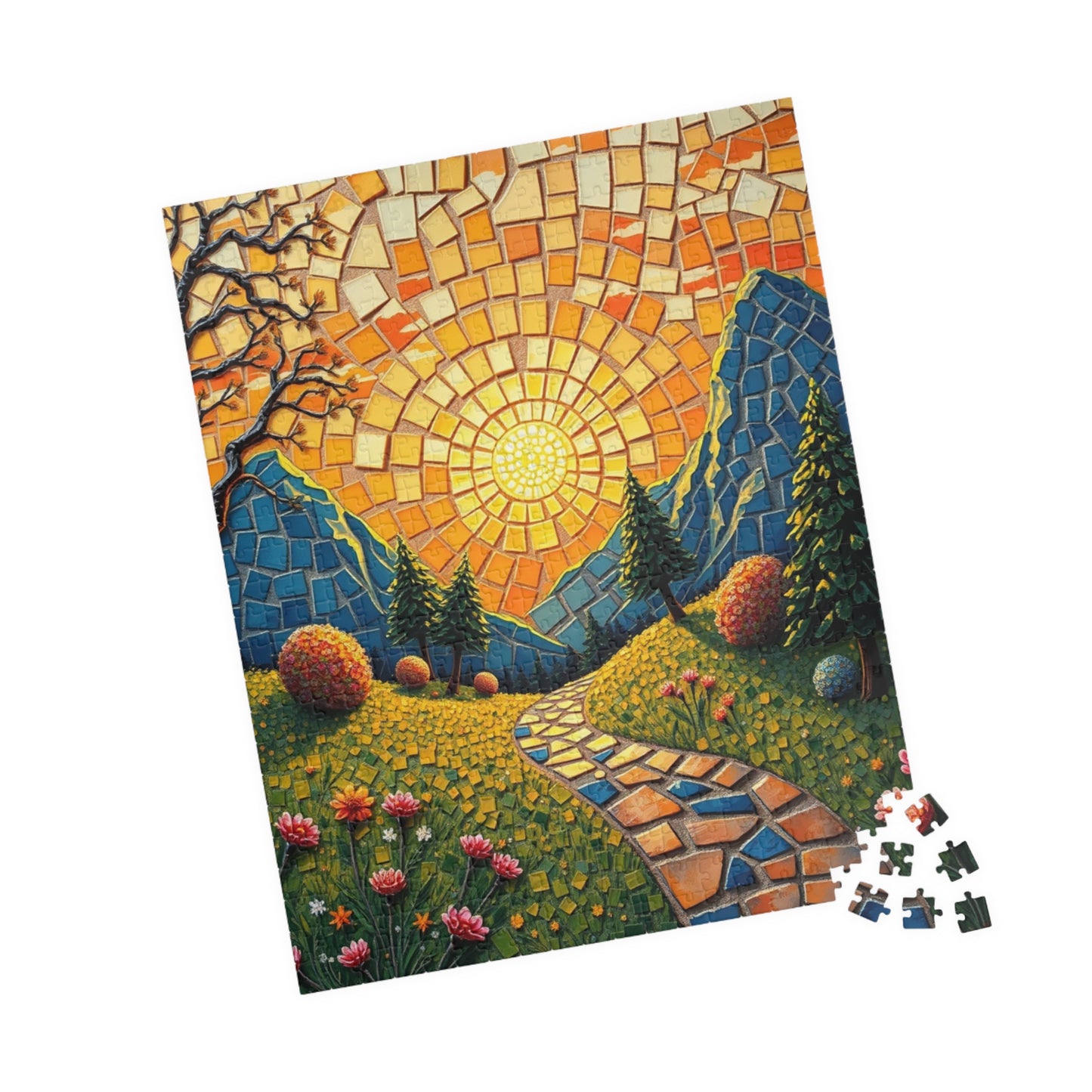 Vibrant Mosaic Landscape Puzzle, 110 to 1014 pieces, Colorful Nature Artwork, Fun Family Activity, Cozy Night In, Gift Idea, DIY Project Puzzle The Puzzle Chest