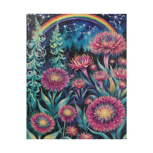 Flower Theme Trippy Puzzle, 110-1014 Piece Glow Garden Jigsaw Puzzle, Challenging Tabletop Game, Adult Entertainment Relaxation Meditation 110 pcs (Vertical) Puzzle The Puzzle Chest