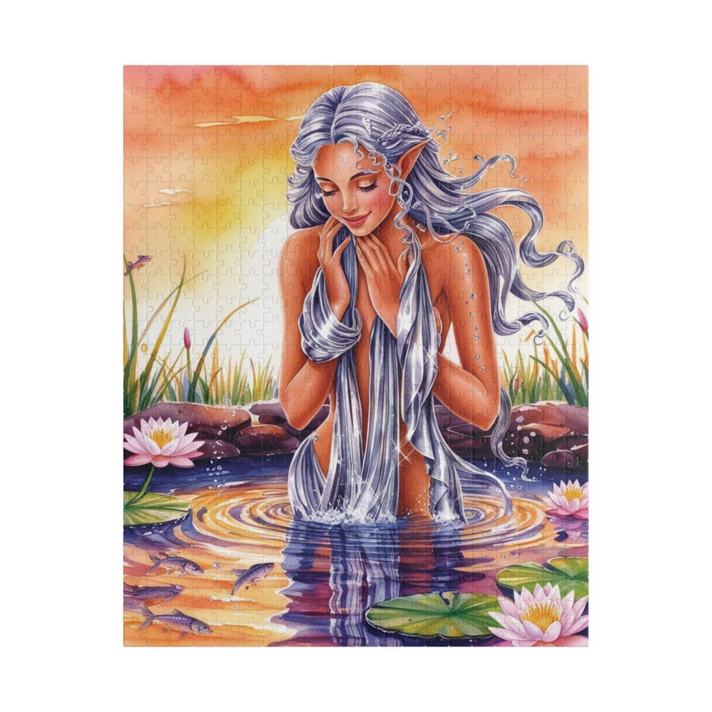 Water Nymph Mythical Jigsaw Puzzle, Fantasy Magical Themed Game, Adult Mindful Challenging Activity, Puzzle Lover Enthusiasts Hobby 520 pcs (Vertical) Puzzle The Puzzle Chest