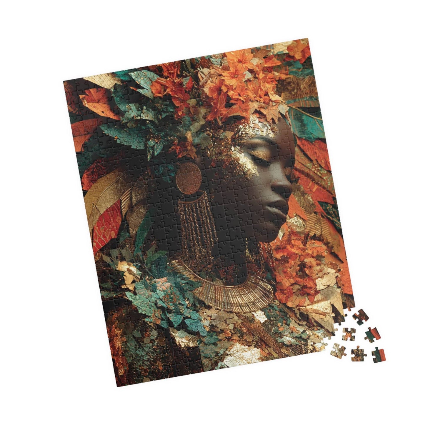 African American Cultural Heritage Jigsaw Puzzle - Afrocentric Black Woman Portrait with Earth Tones 520 pcs (Vertical) Puzzle The Puzzle Chest