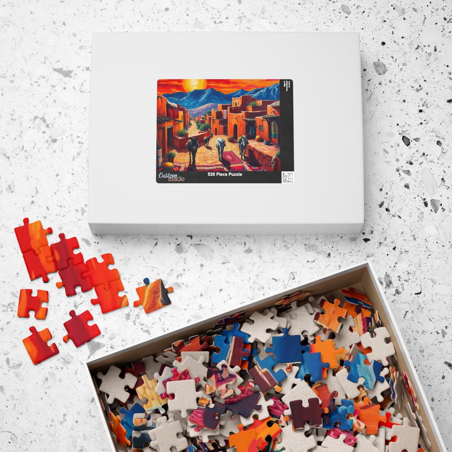 Berber Village Puzzle with Atlas Mountains and Earthy Red Adobe Homes Puzzle The Puzzle Chest