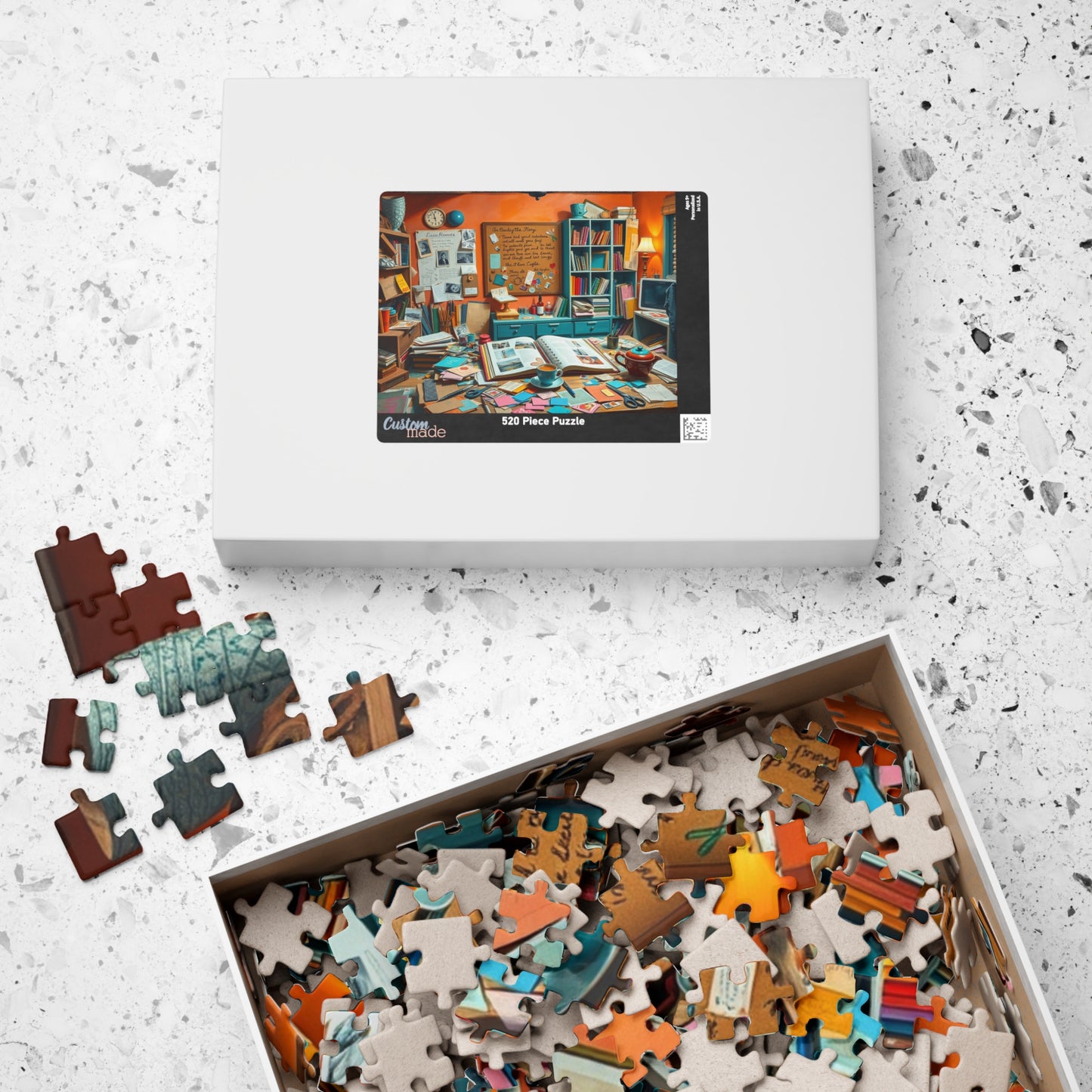 Vibrant Scrapbooking Studio Jigsaw Puzzle, Paper Crafting Table with Tools, DIY Art Scene, Hobby Gift, Puzzle Lover Art Enthusiast, Mindful Puzzle The Puzzle Chest