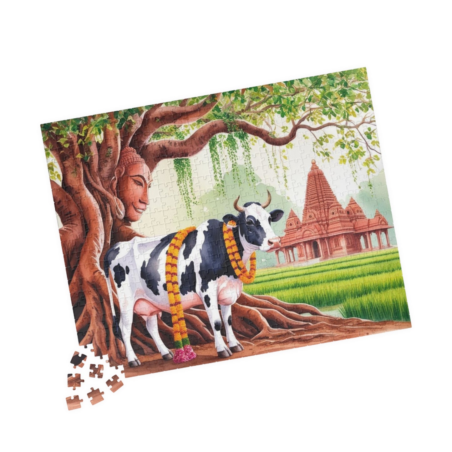 Serene Cow Puzzle - 110 to 1014 Pieces, Meditation Gift for Cow Lovers, Family Fun Activity, Unique Home Entertainment, Mindfulness Puzzle