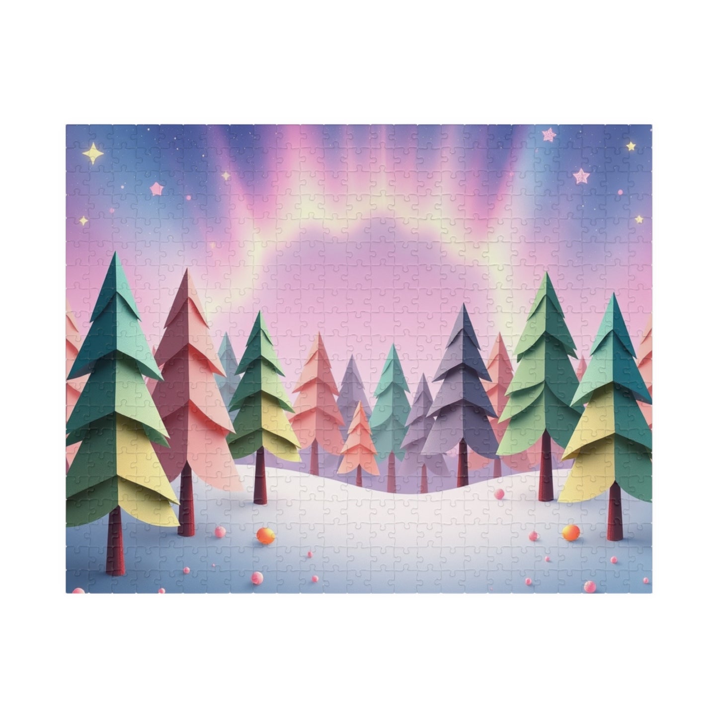 Abstract Landscape Jigsaw Puzzle (110-1014 Piece), Magical Forest with Geometric Trees, Best Unique Gift Idea for Puzzle Lover, Challenging 520 pcs (Horizontal) Puzzle The Puzzle Chest