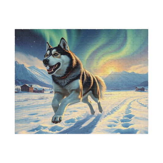 Siberian Husky Jigsaw Puzzle, Stunning Dog Artwork, Friend Gift for Animal Lover, Family Game Night, Home Entertainment Cozy Winter Activity 252 pcs (Horizontal) Puzzle The Puzzle Chest