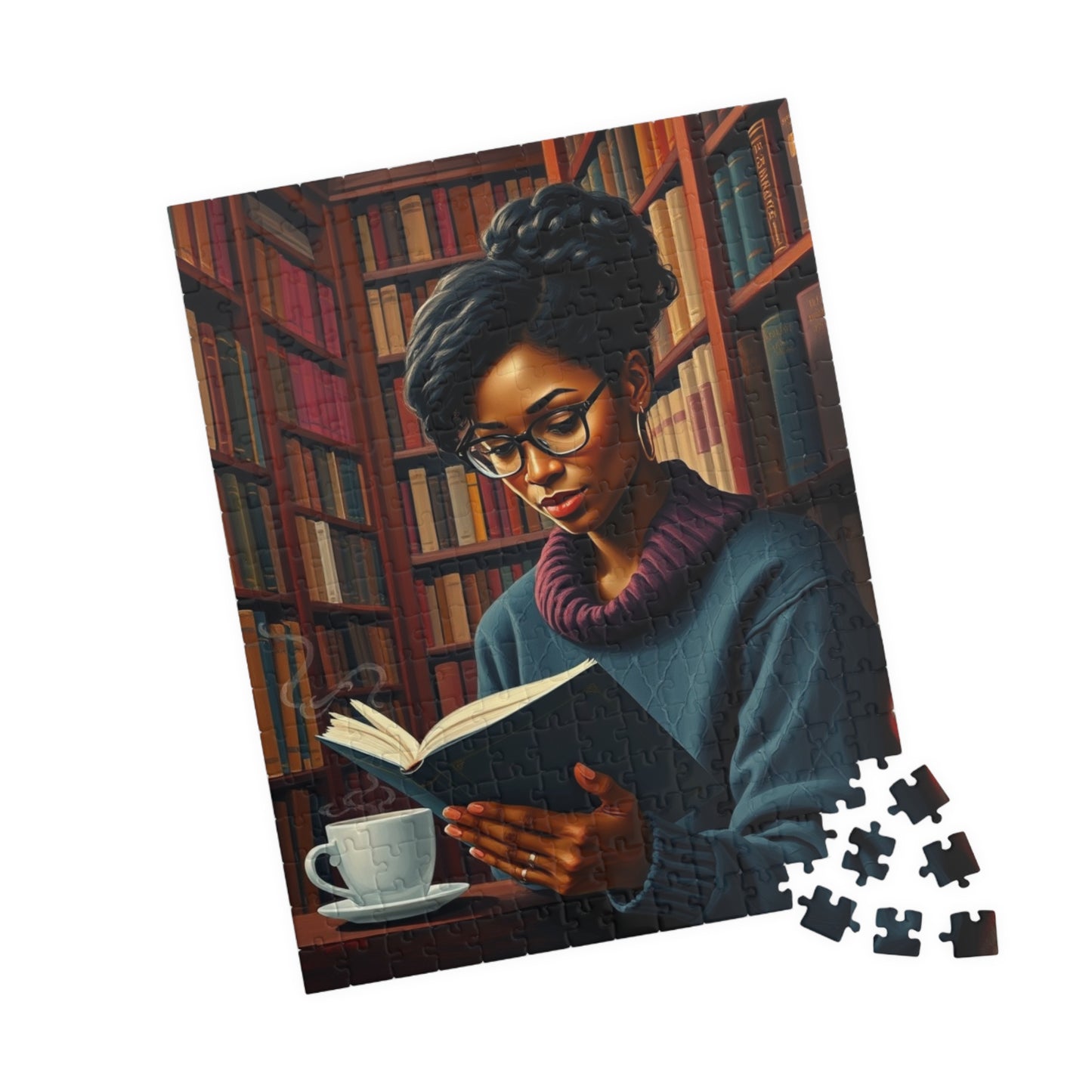 Cozy Afrocentric Reading Puzzle - Black Woman Studying, Perfect Gift for Book Lovers, Relaxing Moments, Family or Solo Fun, Indoor Activity Puzzle The Puzzle Chest