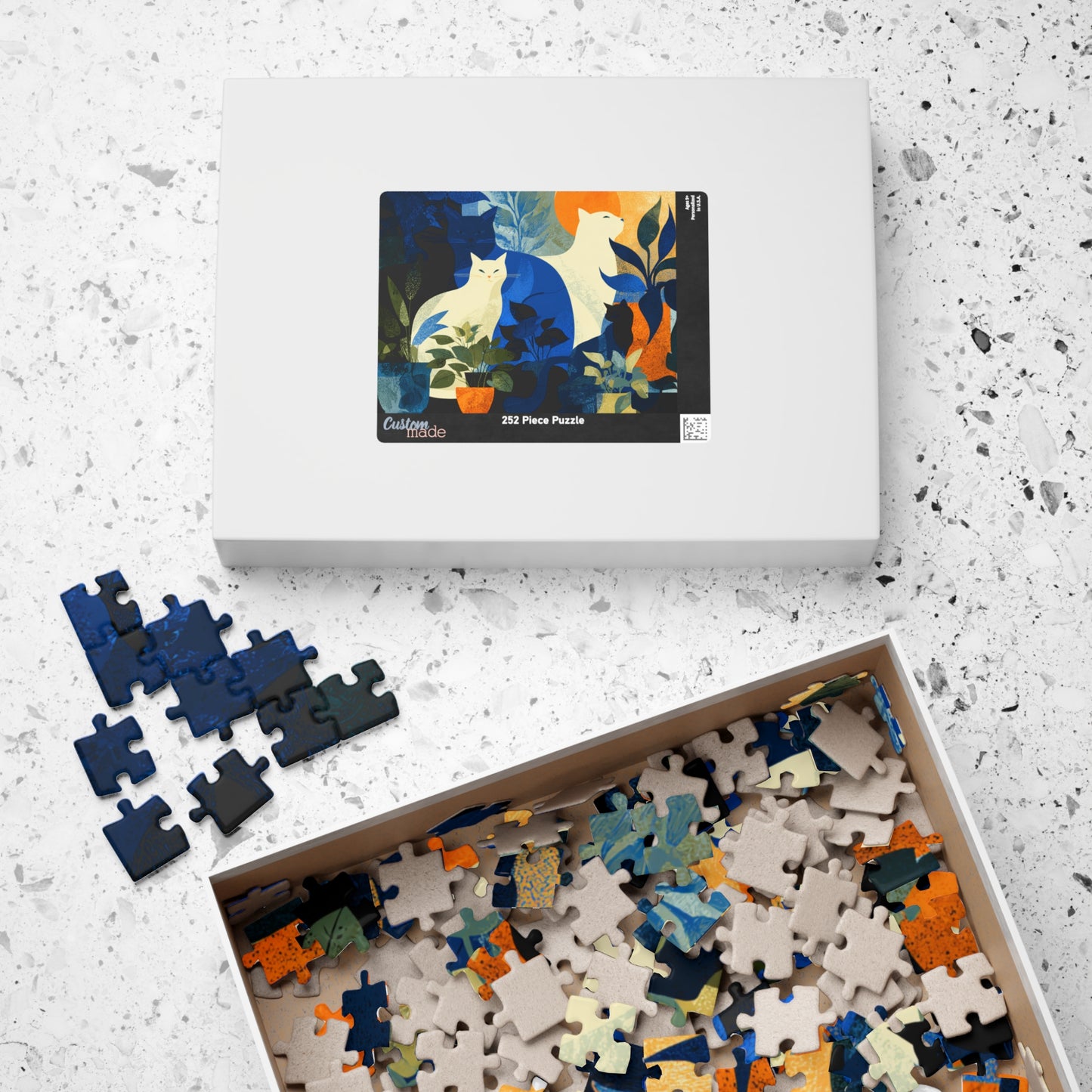 Cats and Plants Collage Jigsaw Puzzle, Animal Theme Abstract Cat Art Puzzle Inspired by Matisse Puzzle The Puzzle Chest