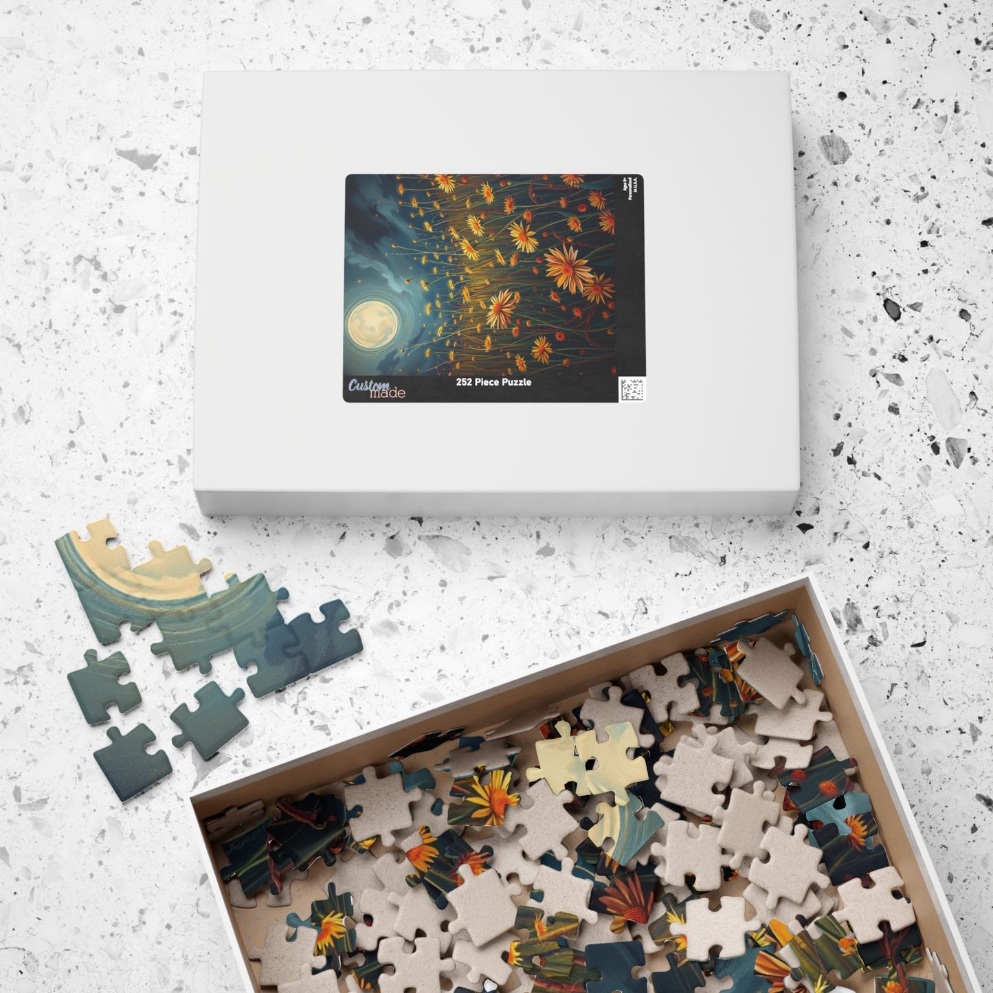 Eerie Wildflower Meadow Puzzle, Creepy Flowers Under a Full Moon, Nature-Inspired Floral Theme Dark Fantasy Jigsaw Game, Puzzle Lovers Gift Puzzle The Puzzle Chest