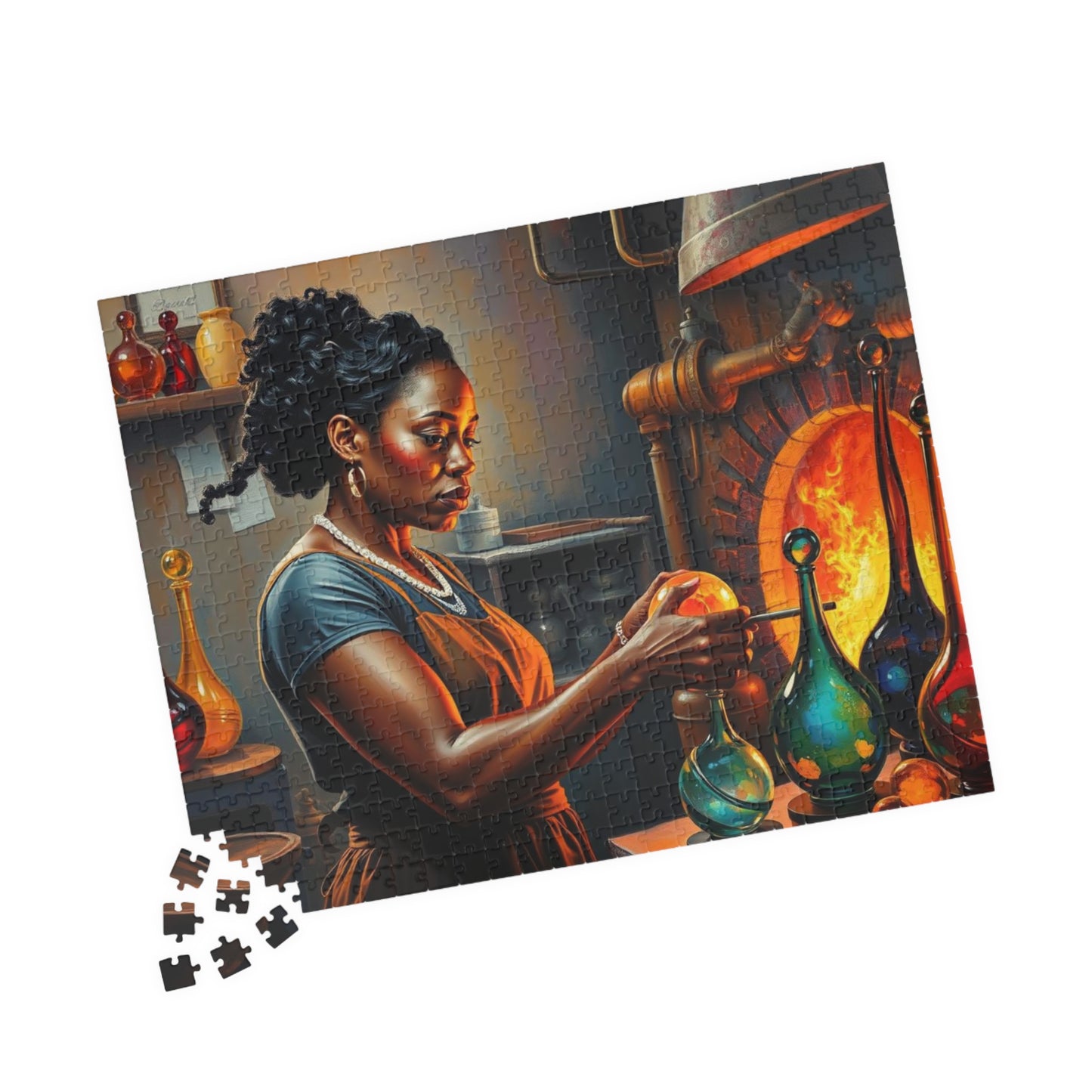 Black Woman Glassblowing Jigsaw Puzzle, African American Art, Unique Birthday Holiday Gift for Friend, Family Game Night, Creative Challenge Puzzle The Puzzle Chest