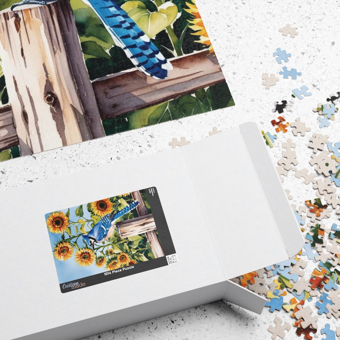 Blue Jay Sunflower Field Jigsaw Puzzle, Bird Enthusiasts Nature Lover Gift, Staycation Activity Mindfulness Stress Relief Animal Theme Game Puzzle The Puzzle Chest