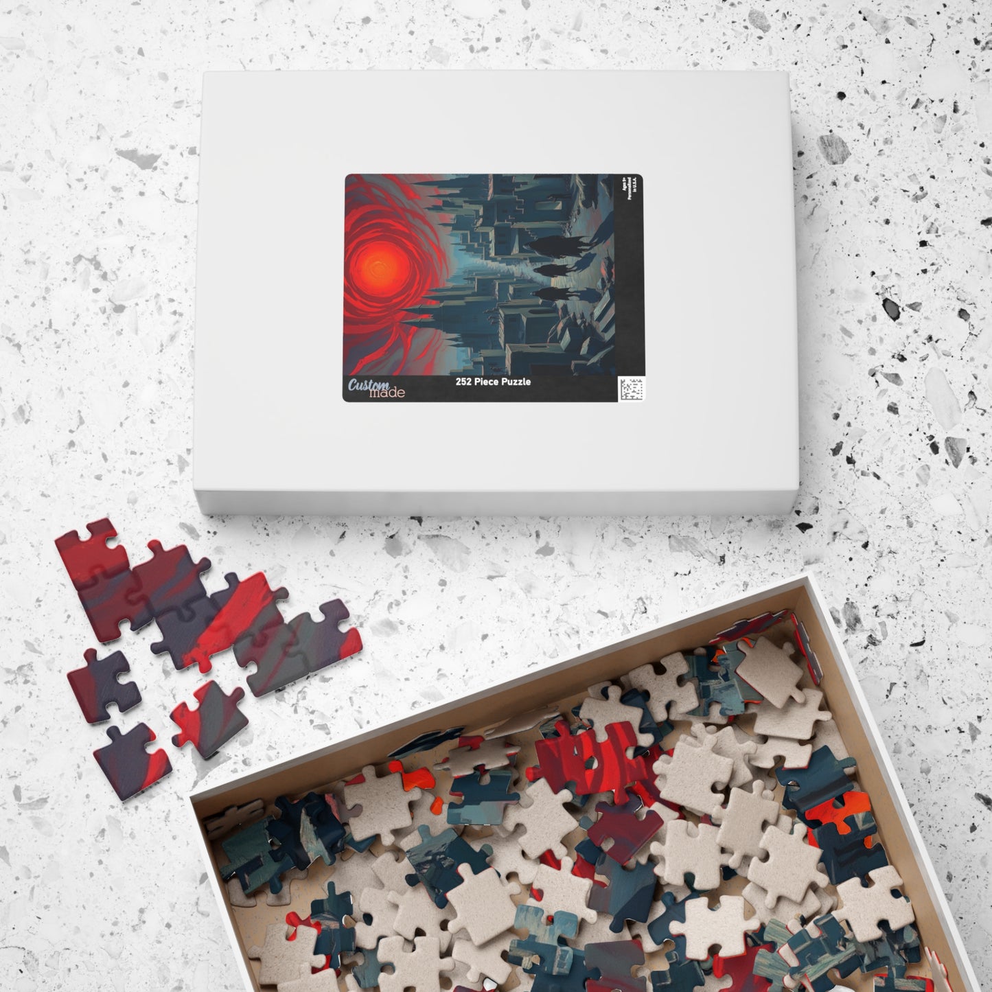 Gothic Puzzle - Desolate City Blood-Red Sky, 110-1014 Piece Jigsaw Game, Skeleton Figures, Hooded Wanderers, Spooky Dark Art, Giftable Puzzle The Puzzle Chest