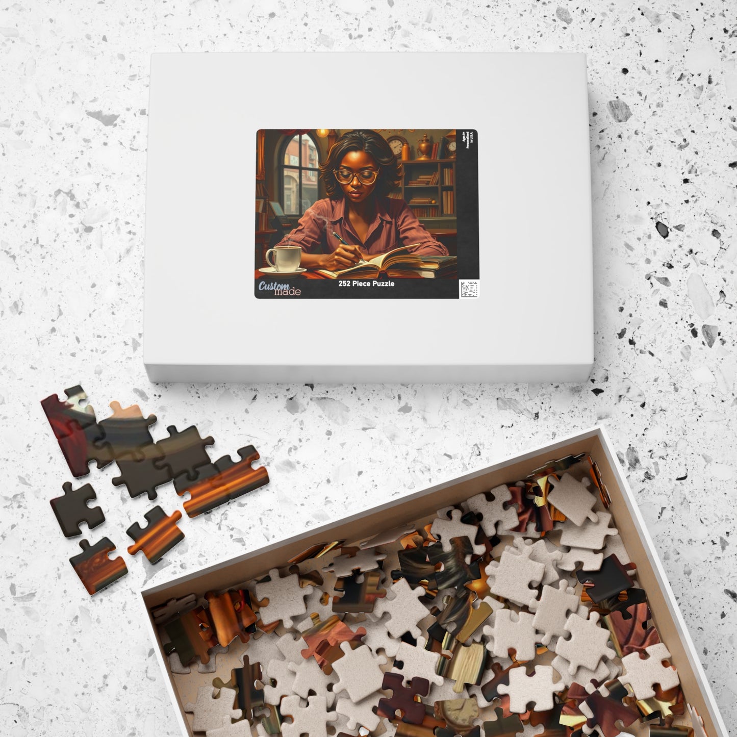 African American Woman Reading Jigsaw Puzzle, Black Art Afrocentric Puzzle Lover Gift for Bookworms, Friends, Family Fun, Mindful Home Entertainment Puzzle The Puzzle Chest