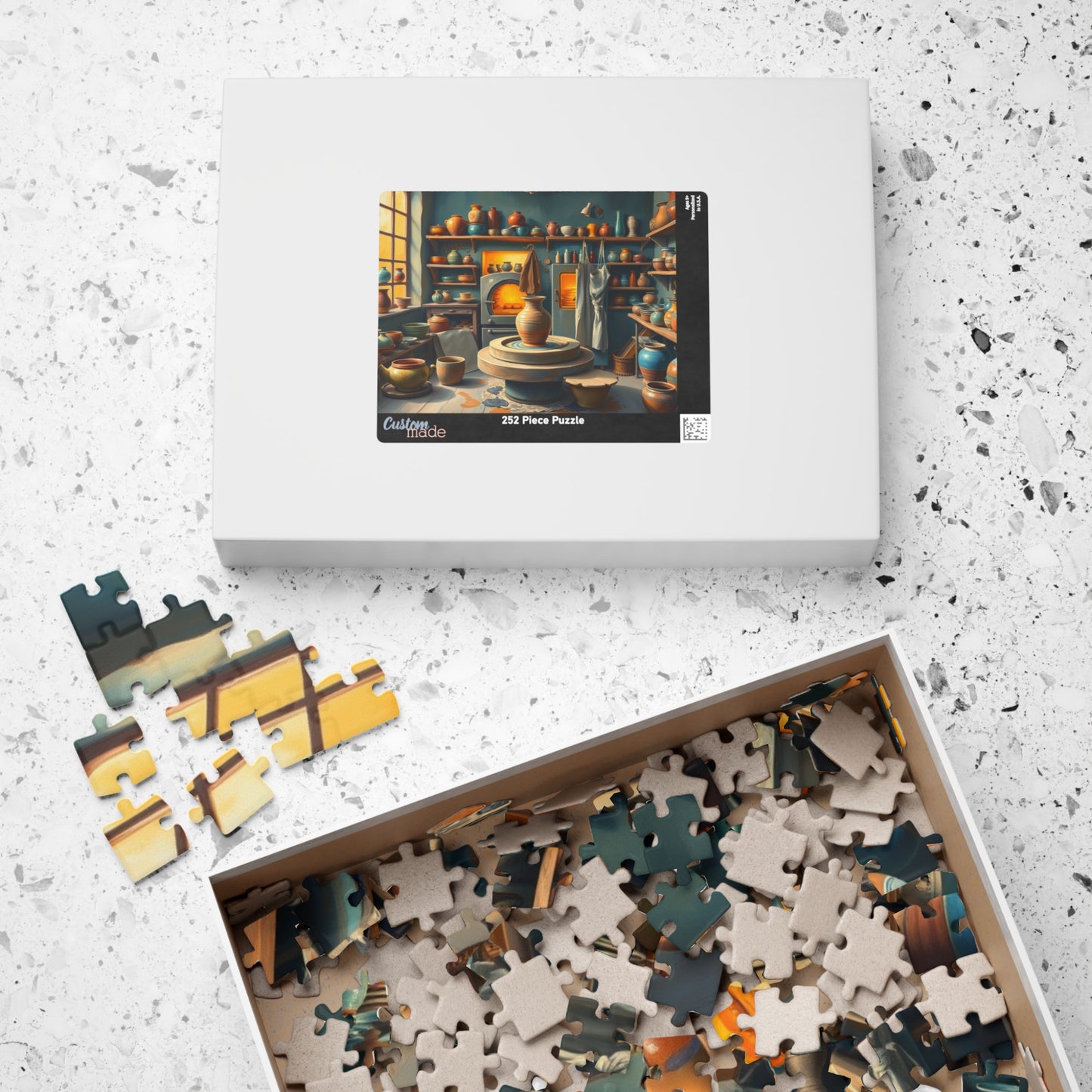 Artisan Pottery Shop Jigsaw Puzzle, Cute Colorful Ceramic Bowls, Vases and Potter's Wheel, Craft Lover Puzzle Enthusiast Gift, Relaxation Puzzle The Puzzle Chest