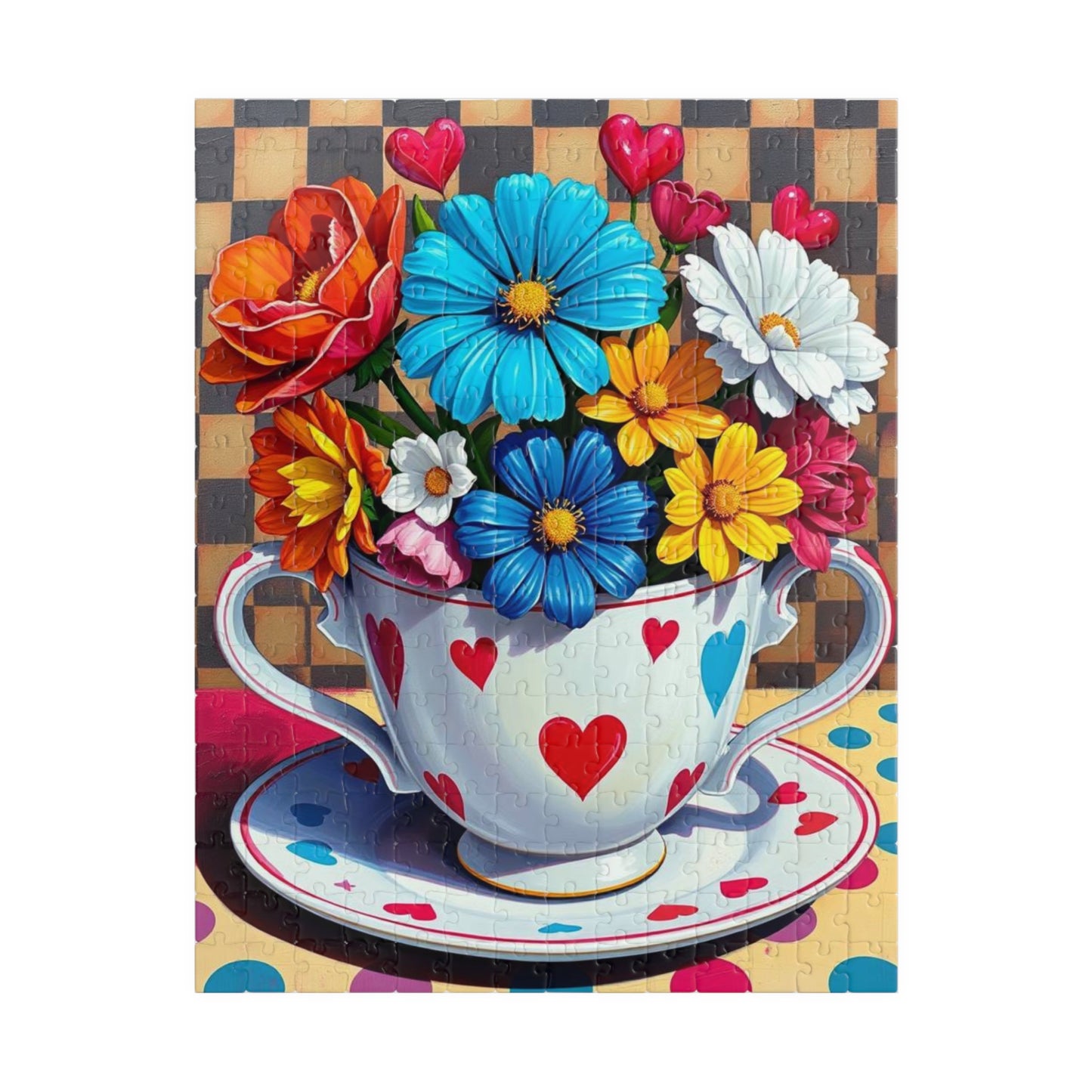 Floral Teacup Puzzle | Pop Art Jigsaw Game of Colorful Flowers | Gift for Flower Lovers, Friends, Family, Home Entertainment, Brain Teaser 252 pcs (Vertical) Puzzle The Puzzle Chest