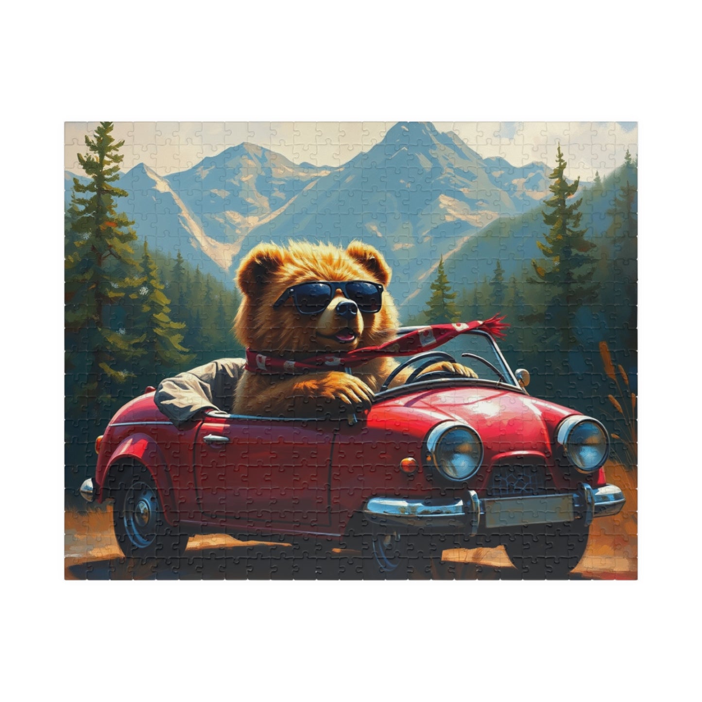 Adventurous Bear Jigsaw Puzzle for Adults, Fun Family Game Night, Mountain View Scenic Puzzle Artwork, Animal Lover Gift for Friend 520 pcs (Horizontal) Puzzle The Puzzle Chest