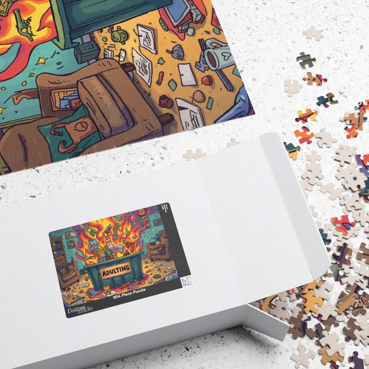 Adulting Dumpster Fire Jigsaw Puzzle - Funny Meme Theme, Mindfulness Activity, Holiday Birthday Gift for Adults, Entertainment, Brain Teaser Puzzle The Puzzle Chest
